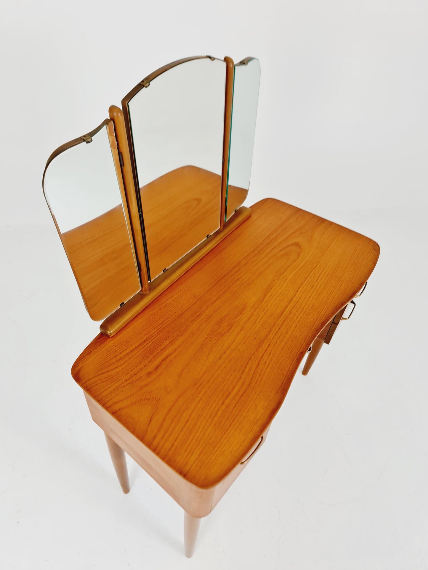 Mid Century Modern teak vanity table/ make up table with stool by Fröseke for AB nybrofabriken, 1960s