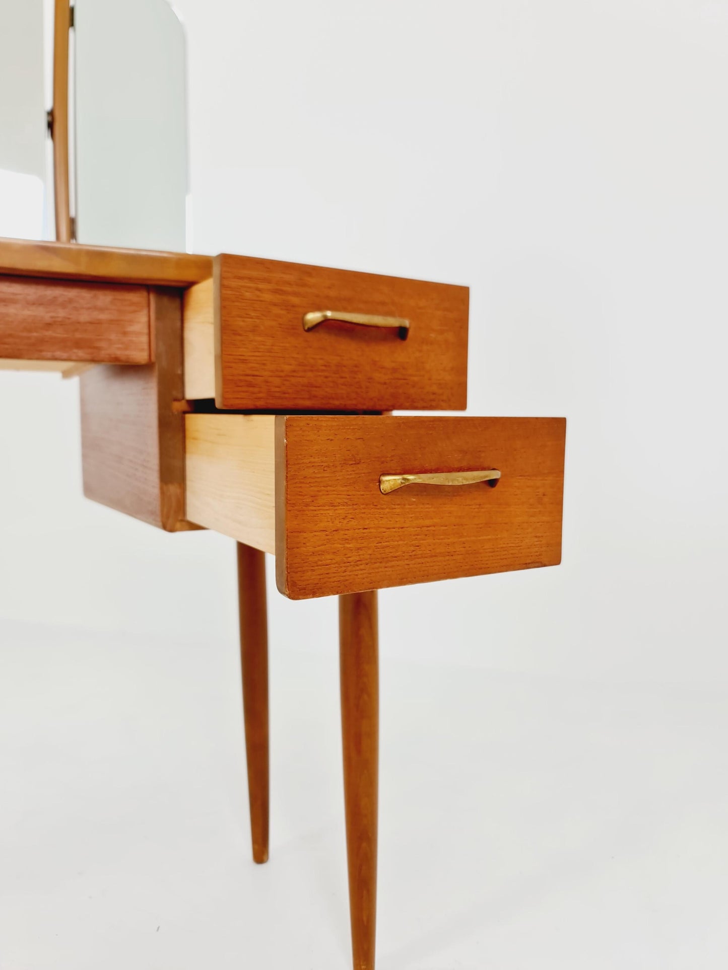 Mid Century Modern teak vanity table/ make up table with stool by Fröseke for AB nybrofabriken, 1960s