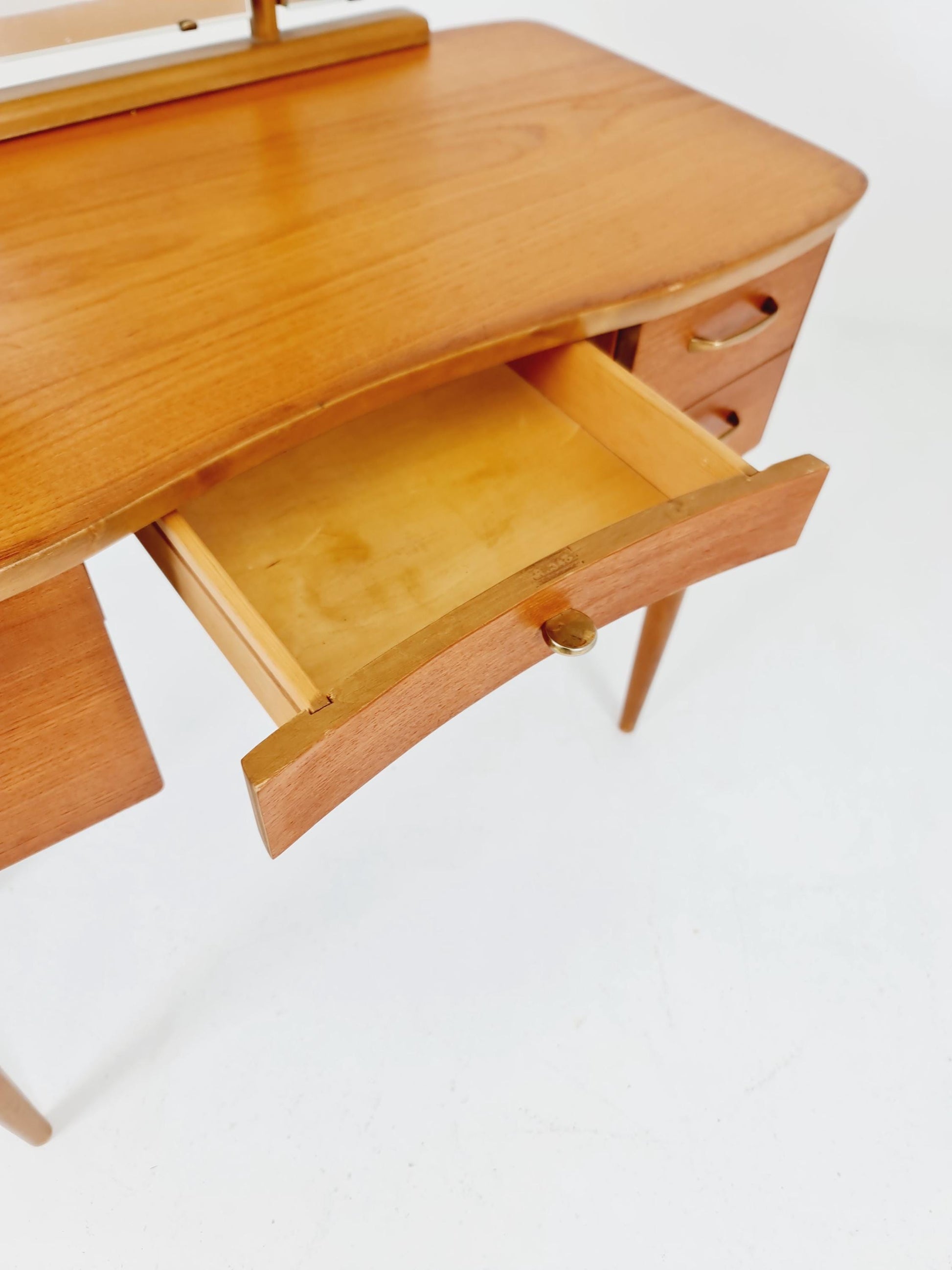 Mid Century Modern teak vanity table/ make up table with stool by Fröseke for AB nybrofabriken, 1960s