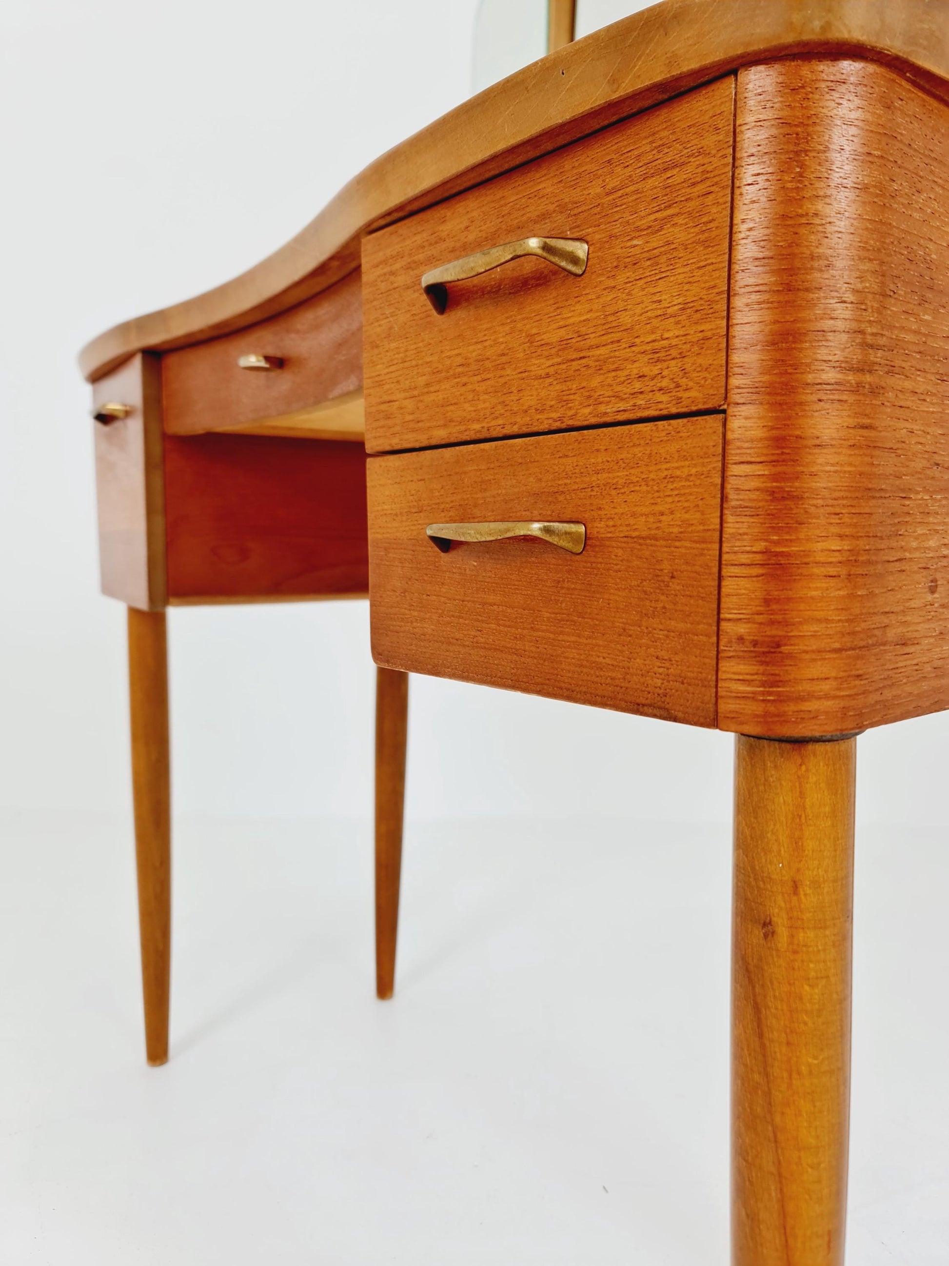 Mid Century Modern teak vanity table/ make up table with stool by Fröseke for AB nybrofabriken, 1960s