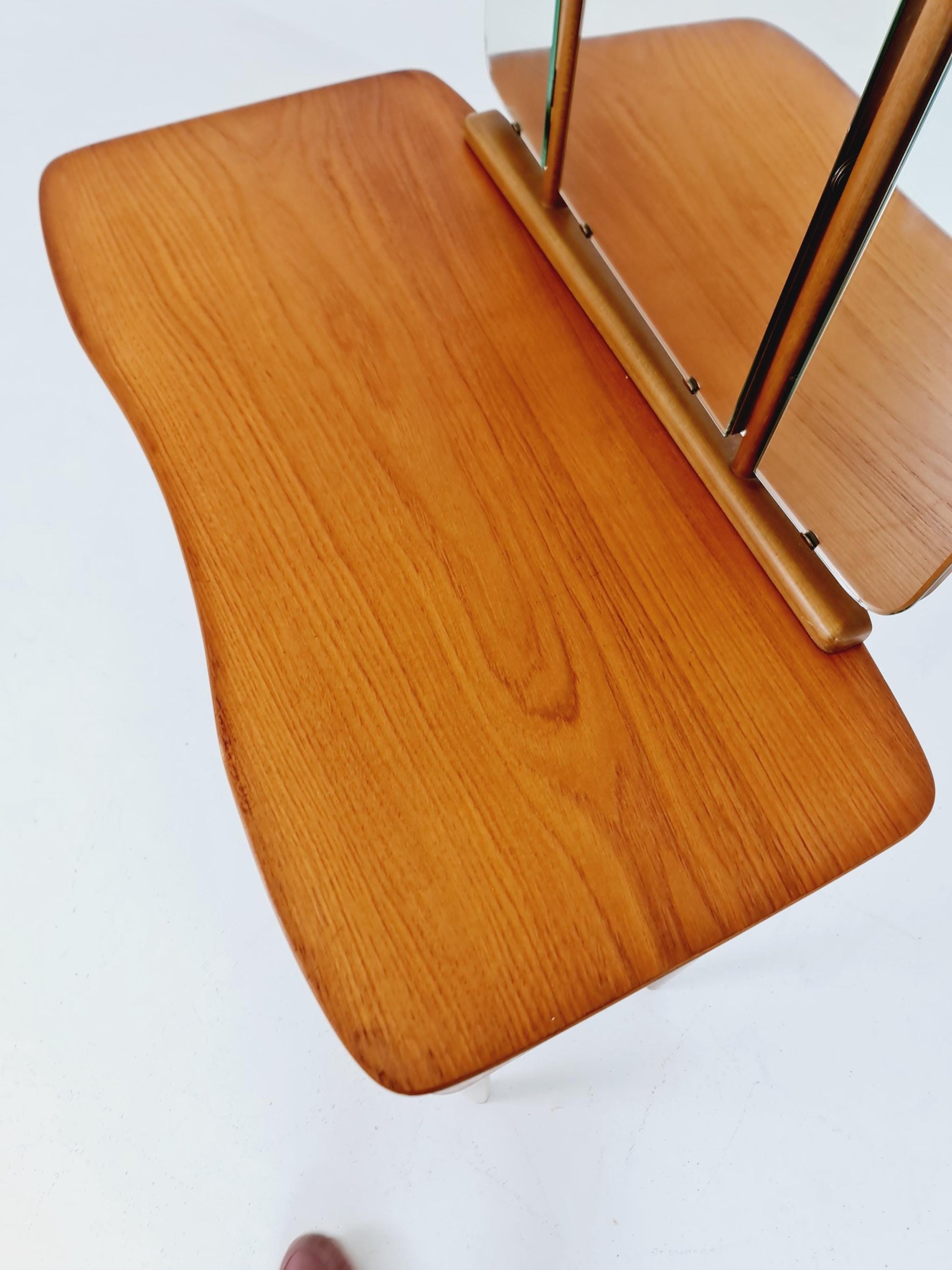 Mid Century Modern teak vanity table/ make up table with stool by Fröseke for AB nybrofabriken, 1960s