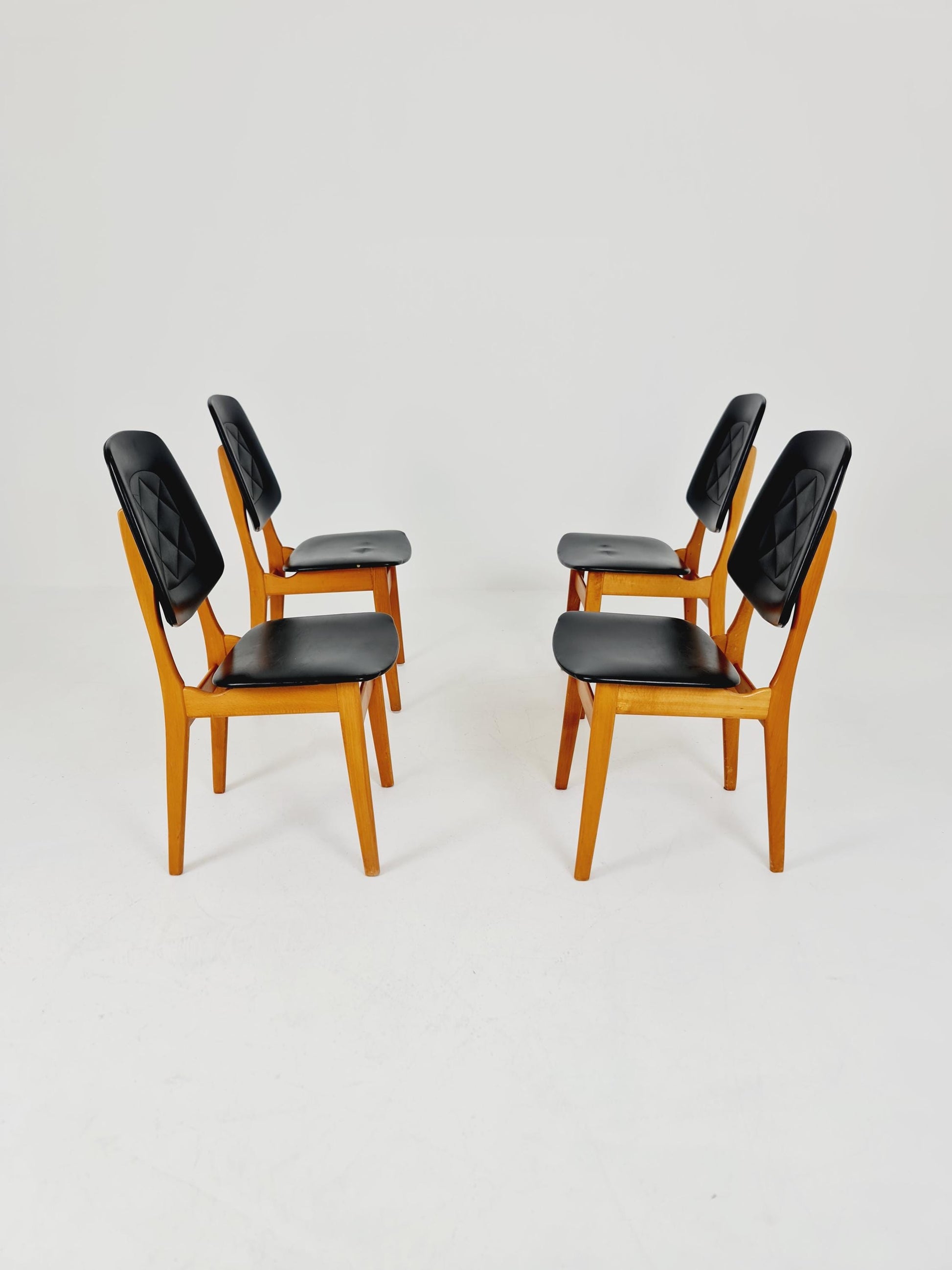Vintage beech Norwegian Dining Chairs by Bröderna Sörheim Norway, 1960s, Set of 4