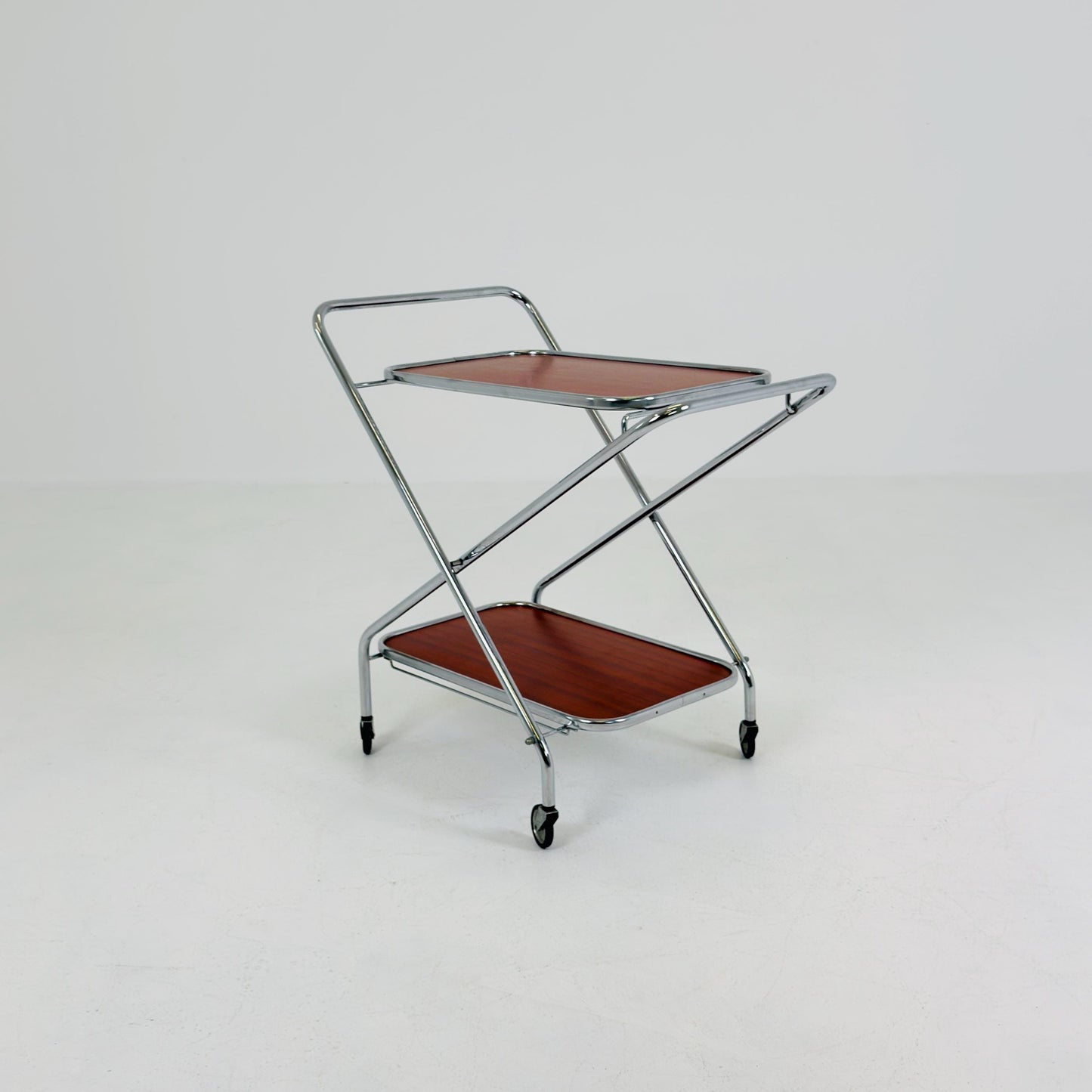 Mid-Century Bauhaus Folding Serving Trolley – Germany, 1980s