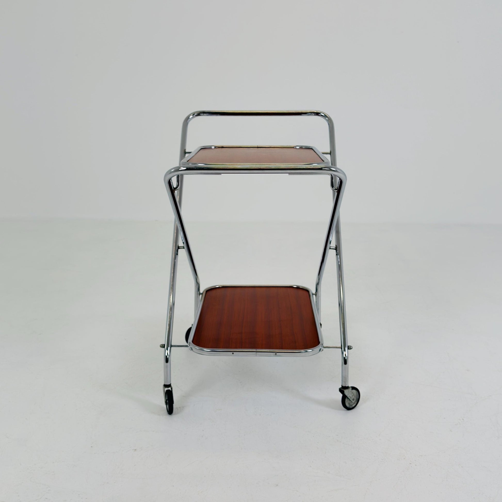 Mid-Century Bauhaus Folding Serving Trolley – Germany, 1980s