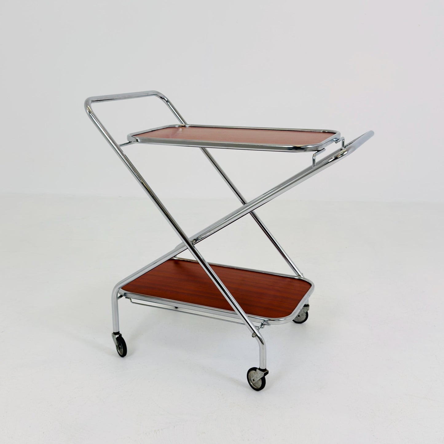 Mid-Century Bauhaus Folding Serving Trolley – Germany, 1980s