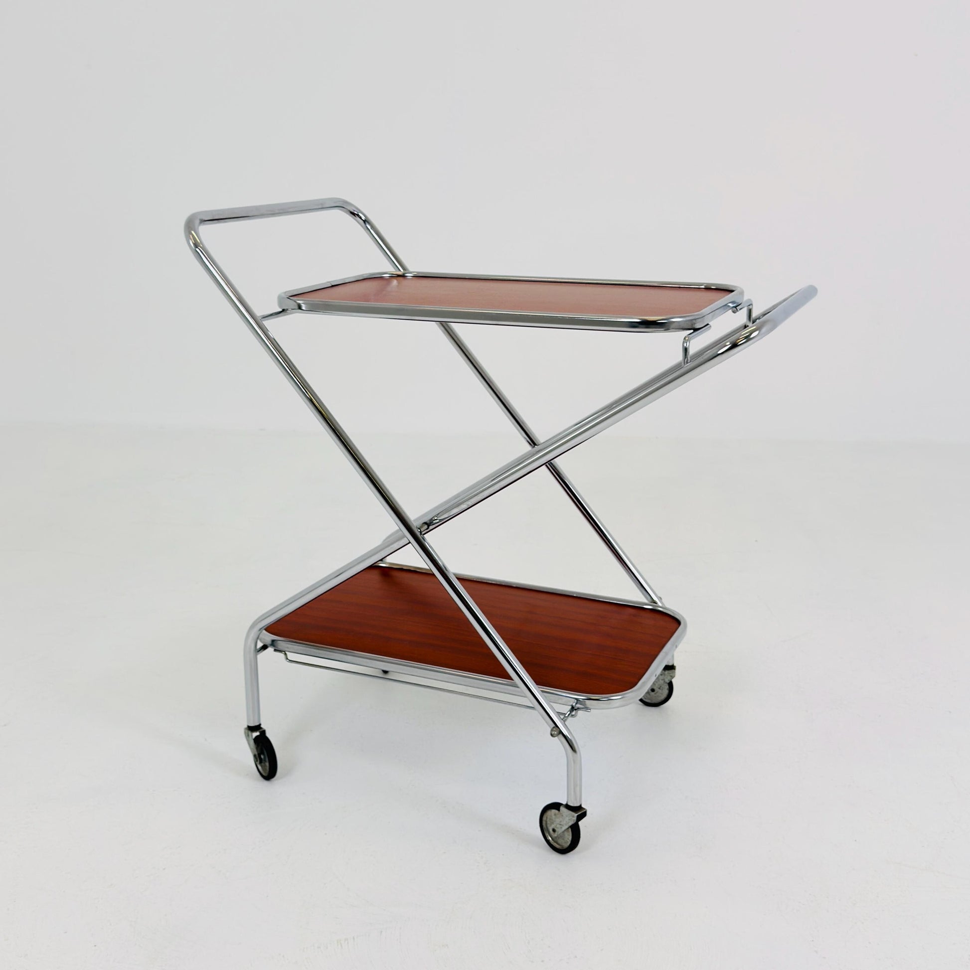 Mid-Century Bauhaus Folding Serving Trolley – Germany, 1980s
