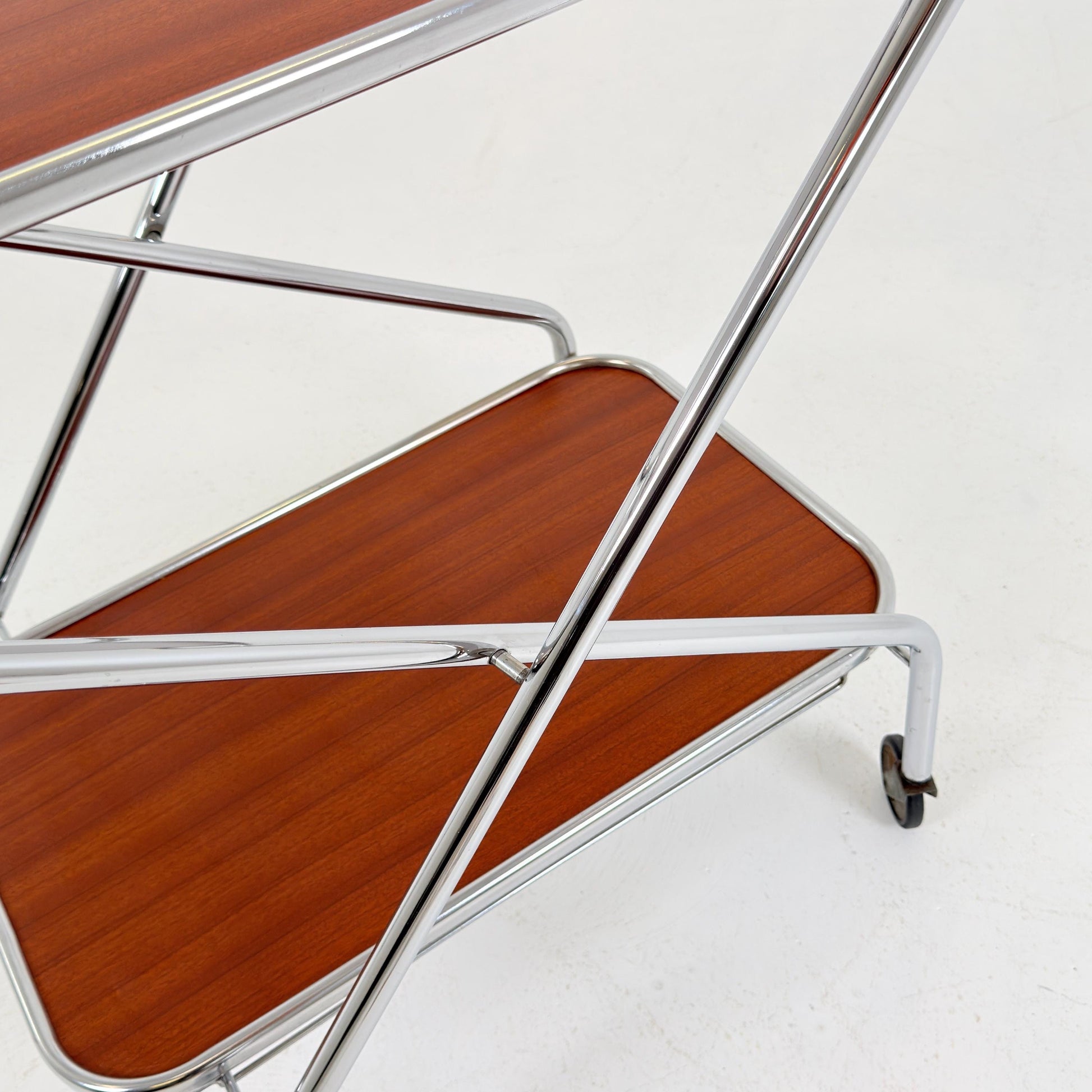 Mid-Century Bauhaus Folding Serving Trolley – Germany, 1980s