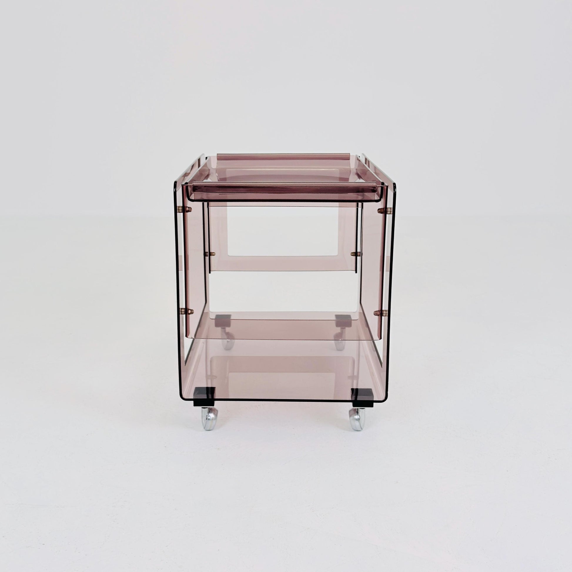 Space age Smoked Brown Plexiglass Trolley-side table by Michel Dumas for Roche Bobois 1970s