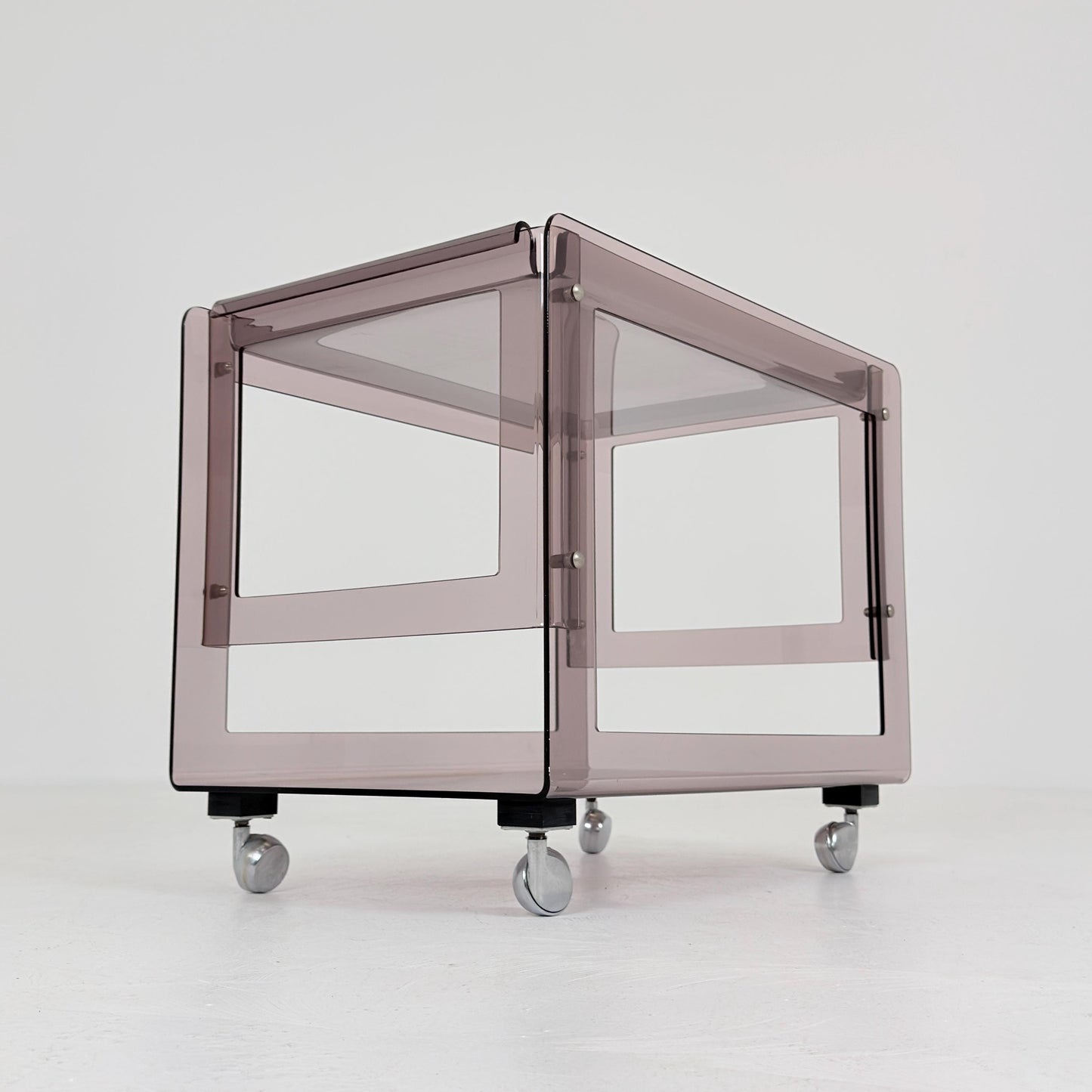 Space age Smoked Brown Plexiglass Trolley-side table by Michel Dumas for Roche Bobois 1970s