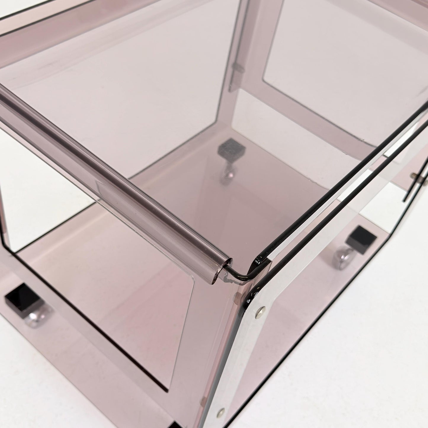 Space age Smoked Brown Plexiglass Trolley-side table by Michel Dumas for Roche Bobois 1970s