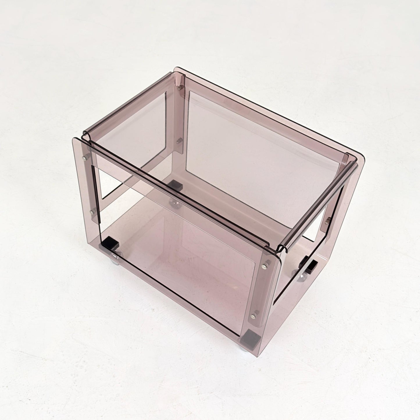 Space age Smoked Brown Plexiglass Trolley-side table by Michel Dumas for Roche Bobois 1970s
