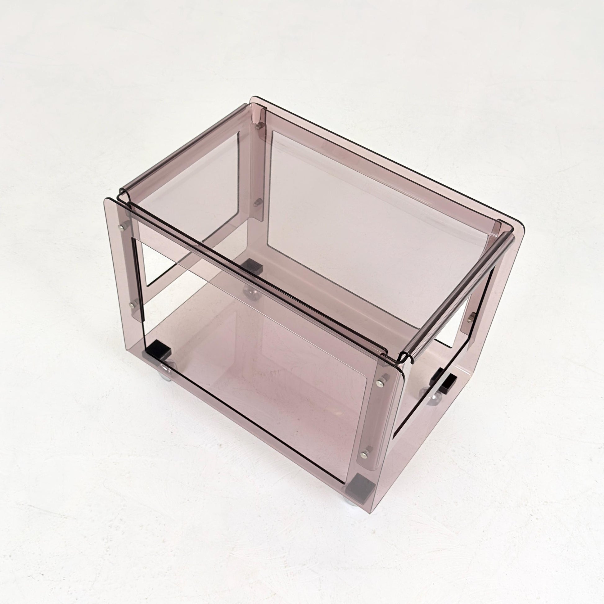 Space age Smoked Brown Plexiglass Trolley-side table by Michel Dumas for Roche Bobois 1970s