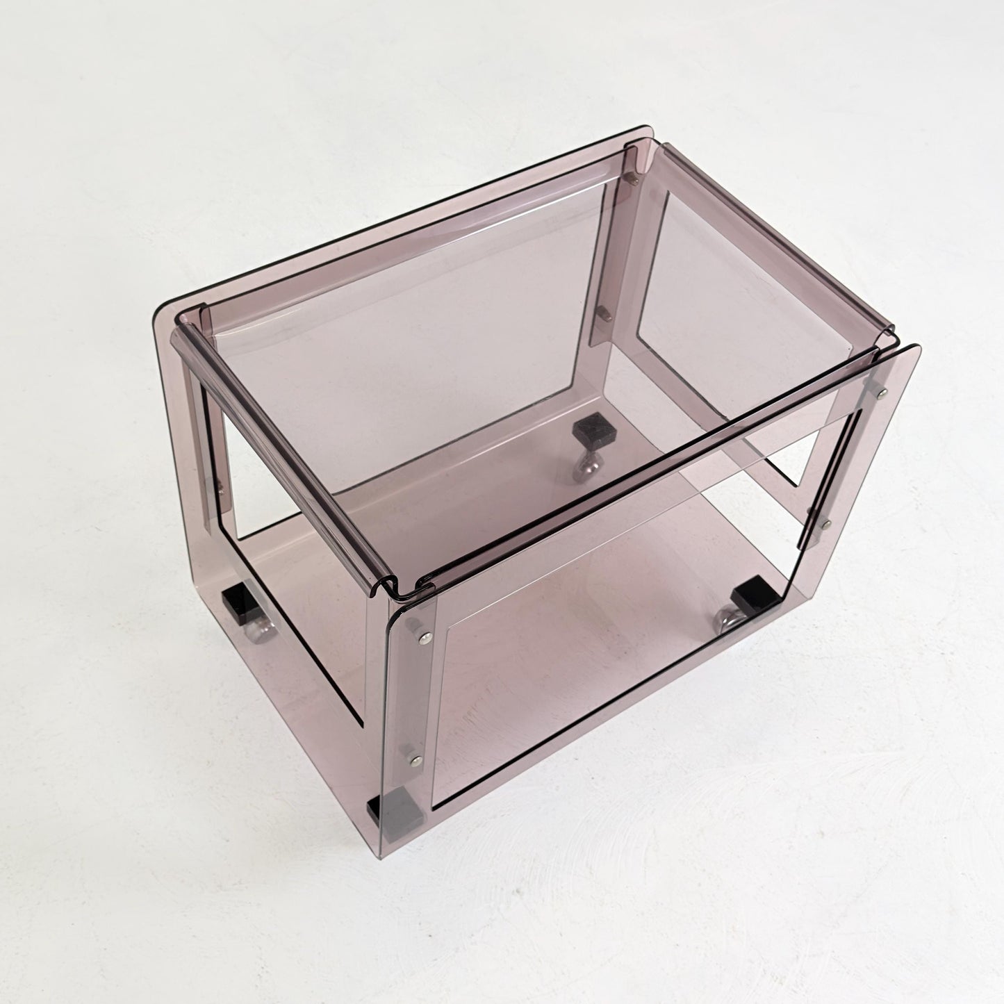 Space age Smoked Brown Plexiglass Trolley-side table by Michel Dumas for Roche Bobois 1970s