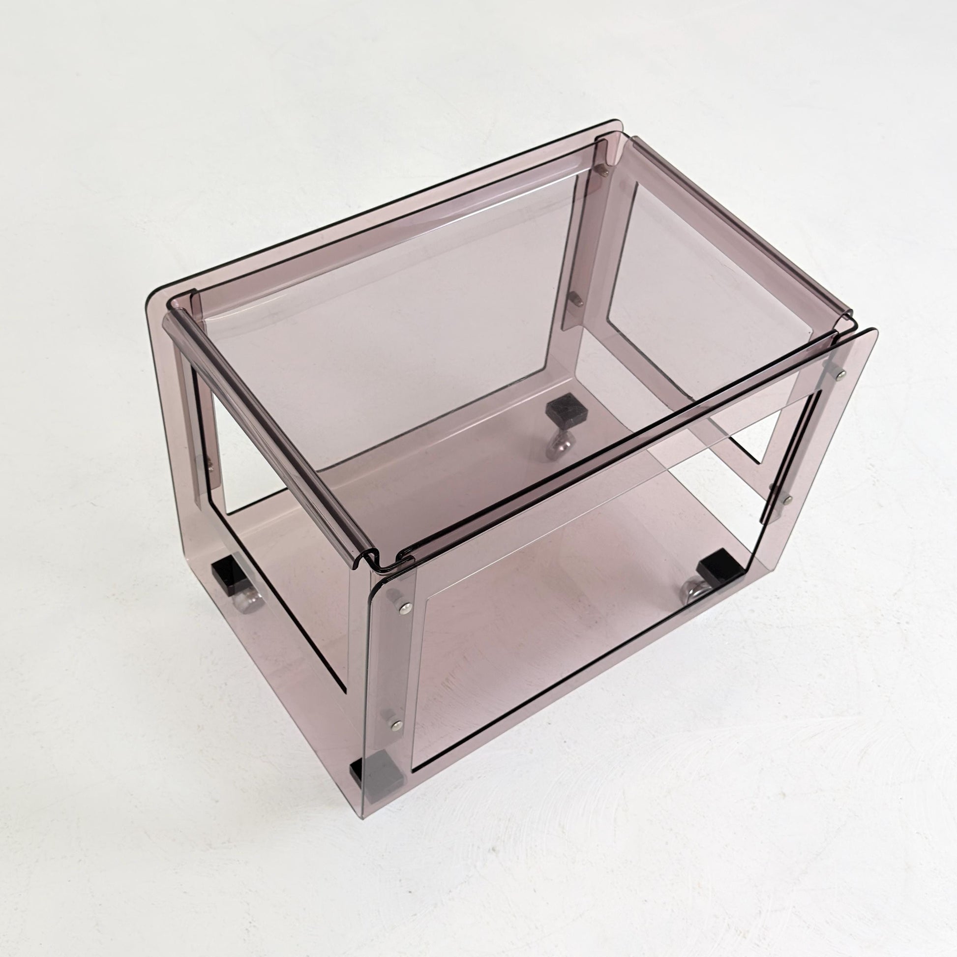 Space age Smoked Brown Plexiglass Trolley-side table by Michel Dumas for Roche Bobois 1970s