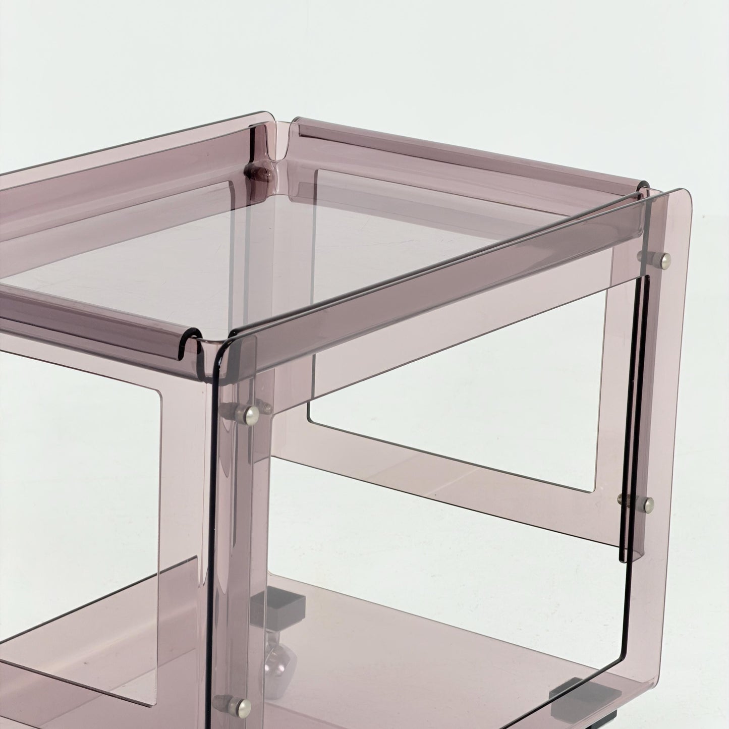 Space age Smoked Brown Plexiglass Trolley-side table by Michel Dumas for Roche Bobois 1970s