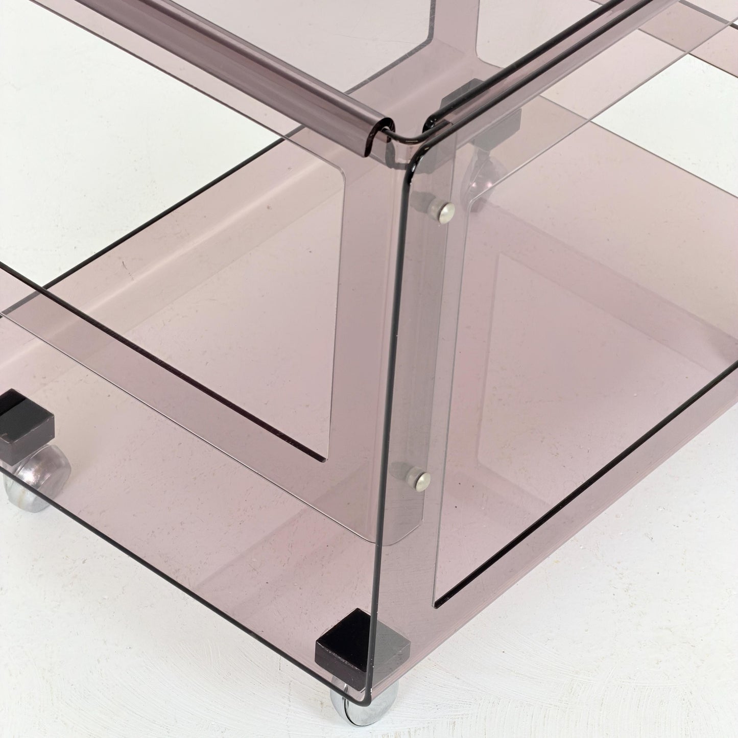 Space age Smoked Brown Plexiglass Trolley-side table by Michel Dumas for Roche Bobois 1970s