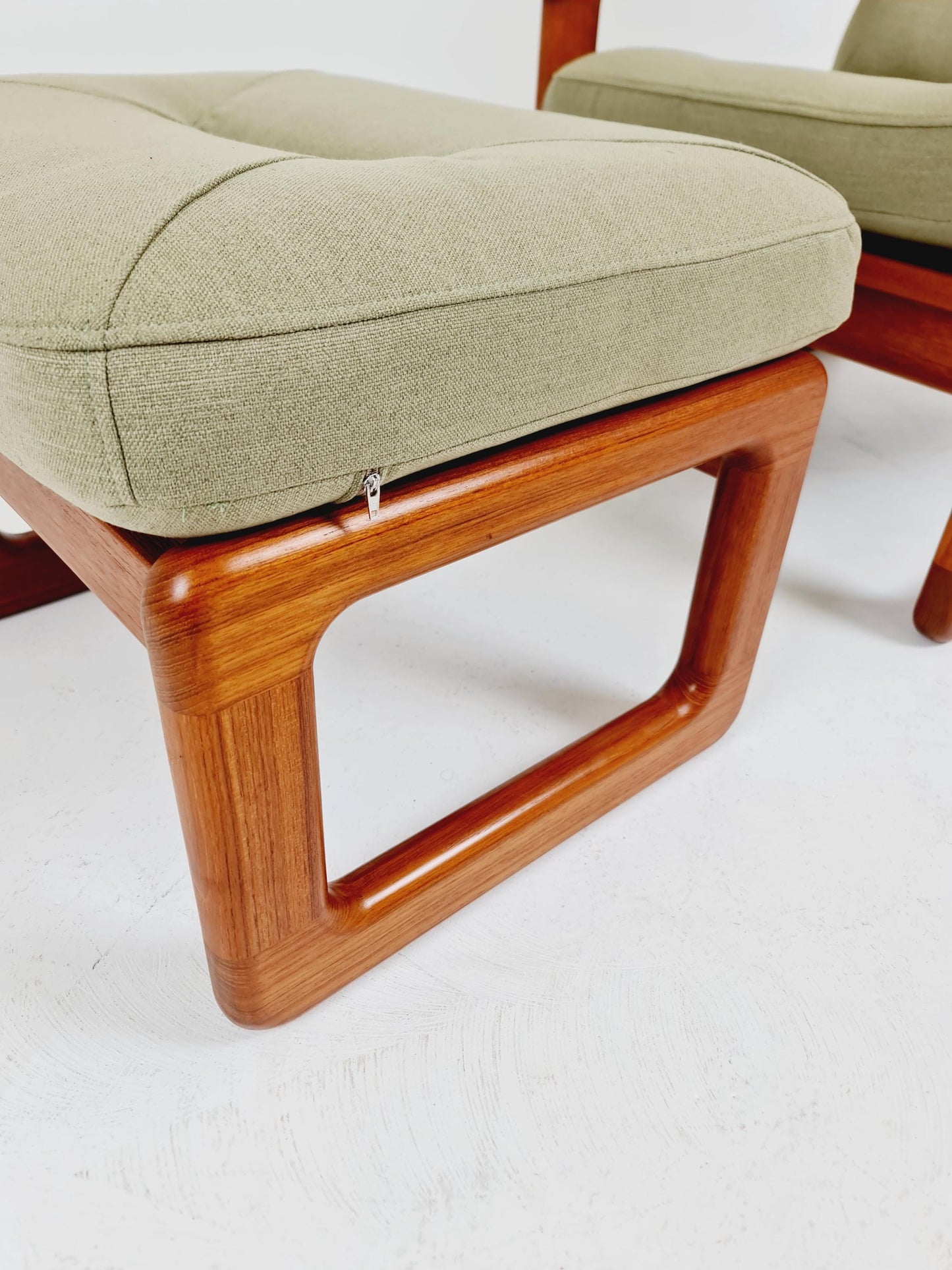 Mid century teak easy lounge chairs With Ottoman by Johannes Andersen for Holsterbo Möbelfabrik , 1960s