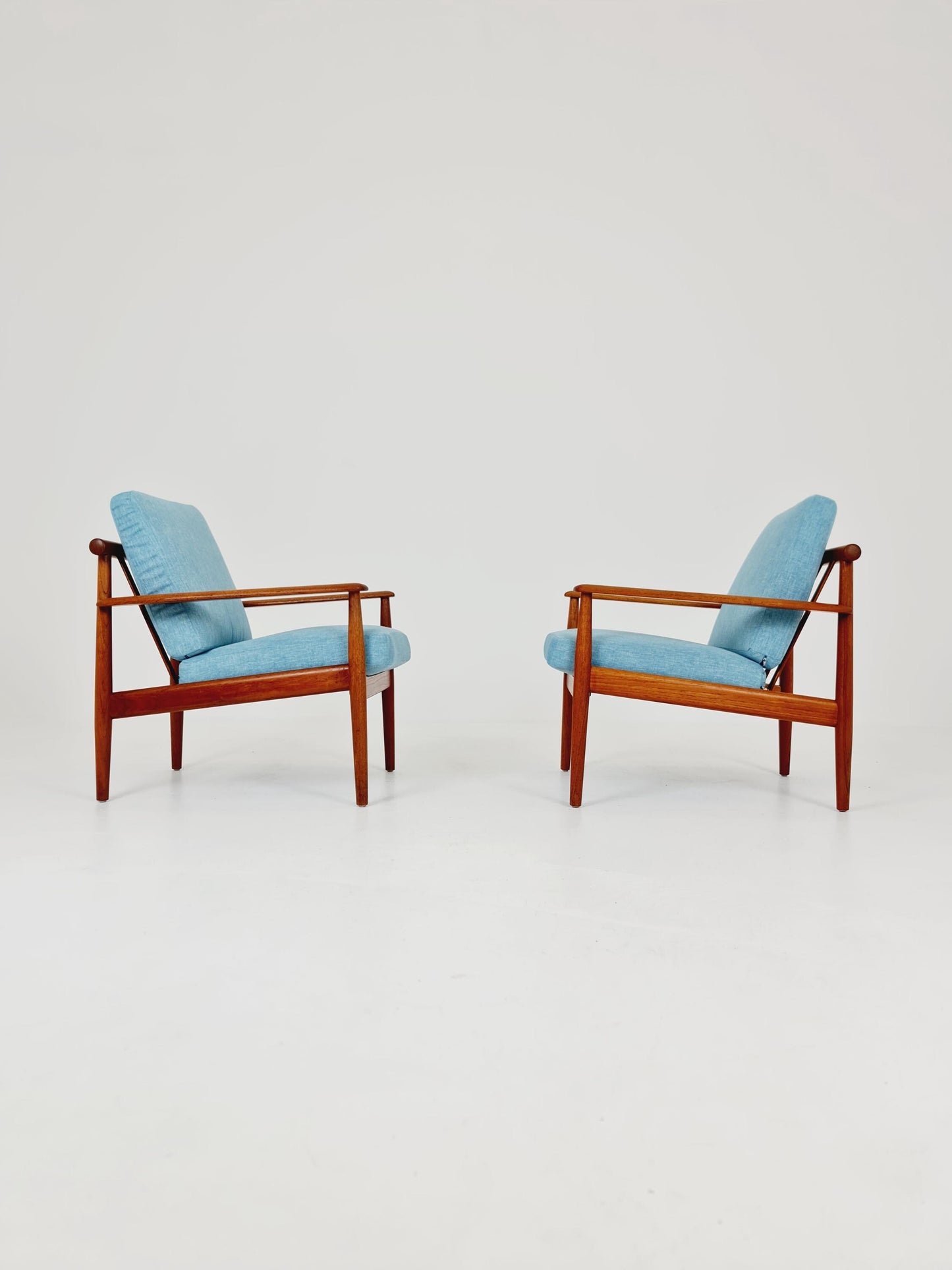 Super Rare Mid century teak easy lounge chairs , Set of 2, 1960s