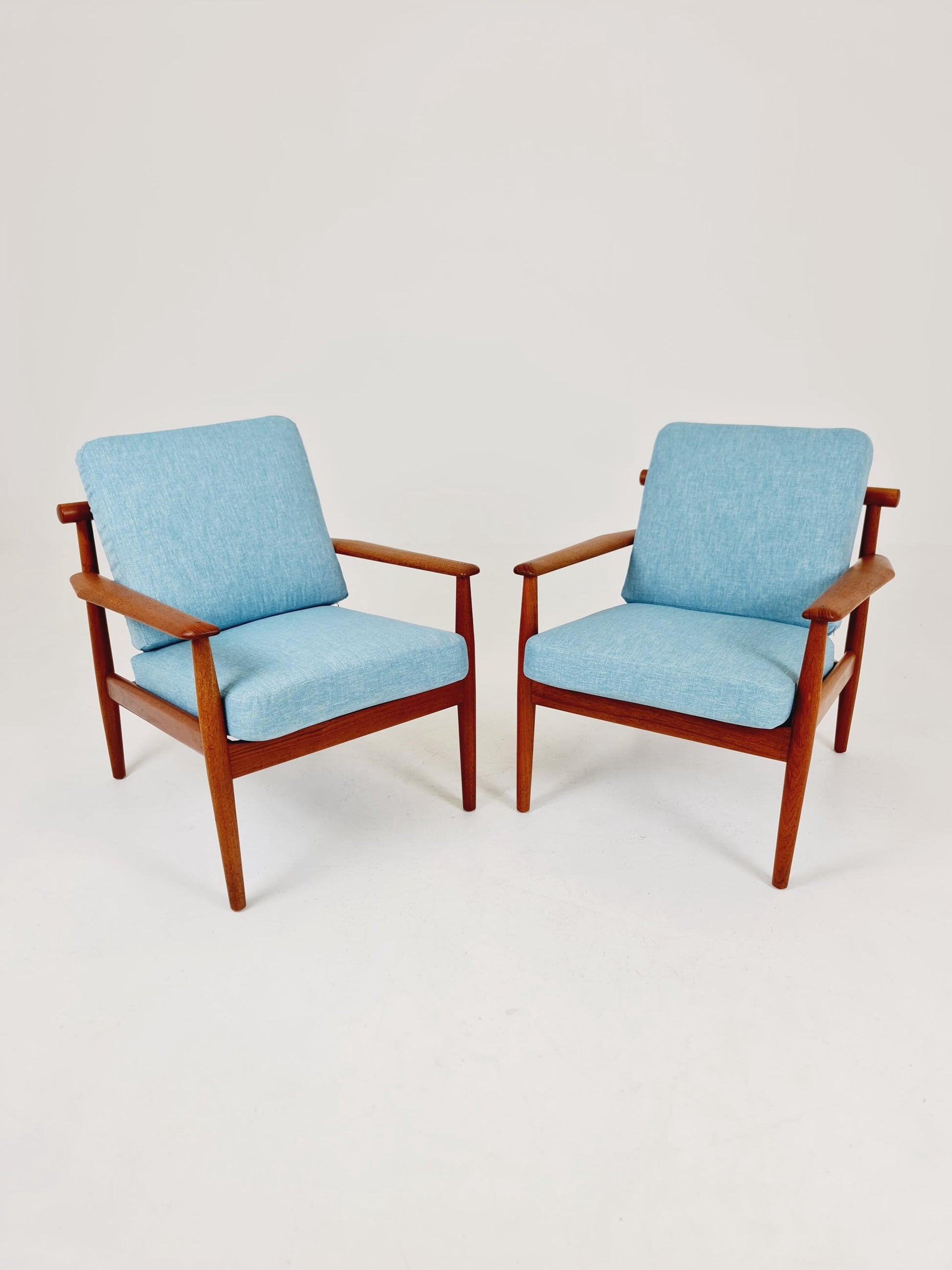 Super Rare Mid century teak easy lounge chairs , Set of 2, 1960s