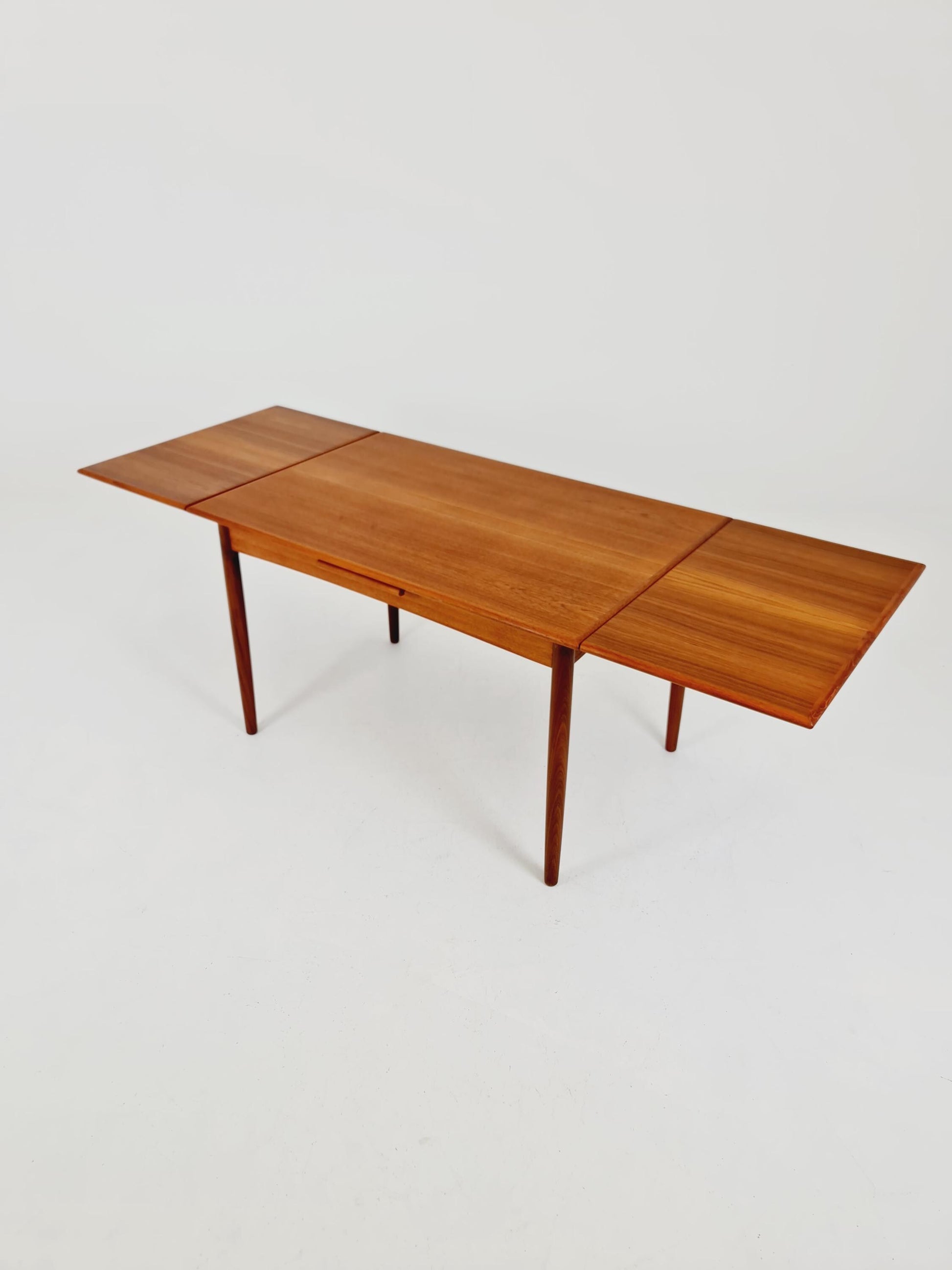Danish Dining table rectangular teak table with two extension leaves By N&R Möbler ,Denmark 1960s