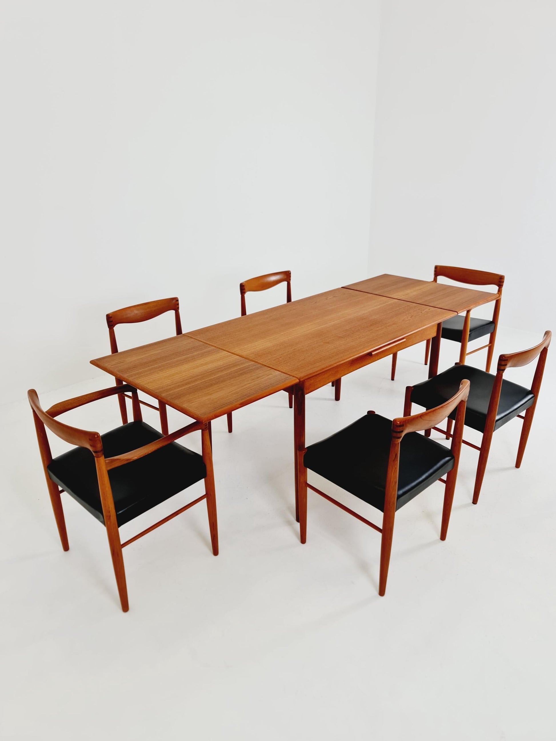 Danish Dining table rectangular teak table with two extension leaves By N&R Möbler ,Denmark 1960s