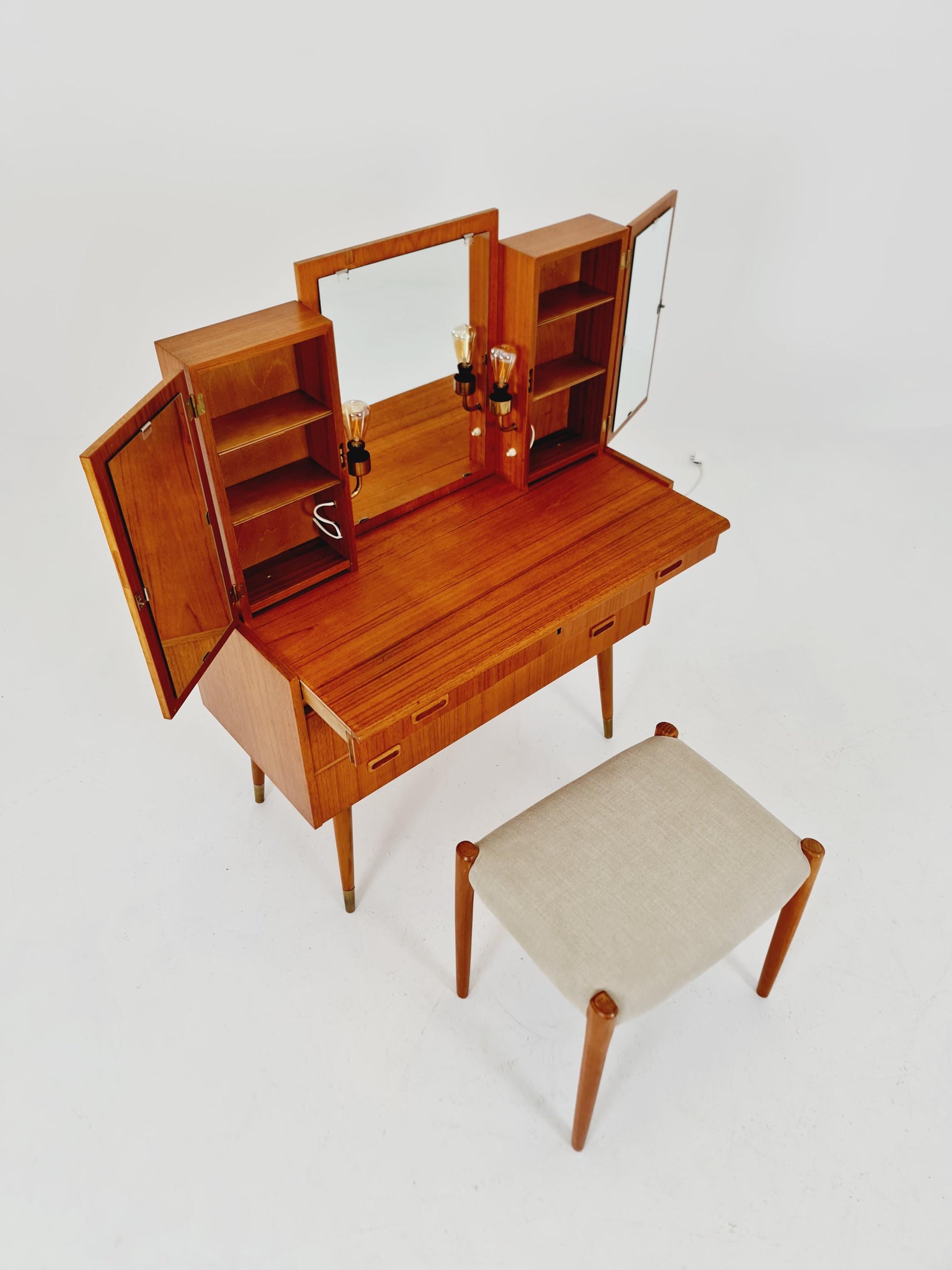 Mid Century Modern Danish Teak vanity table/ make up table by Svante Skogh, 1960s