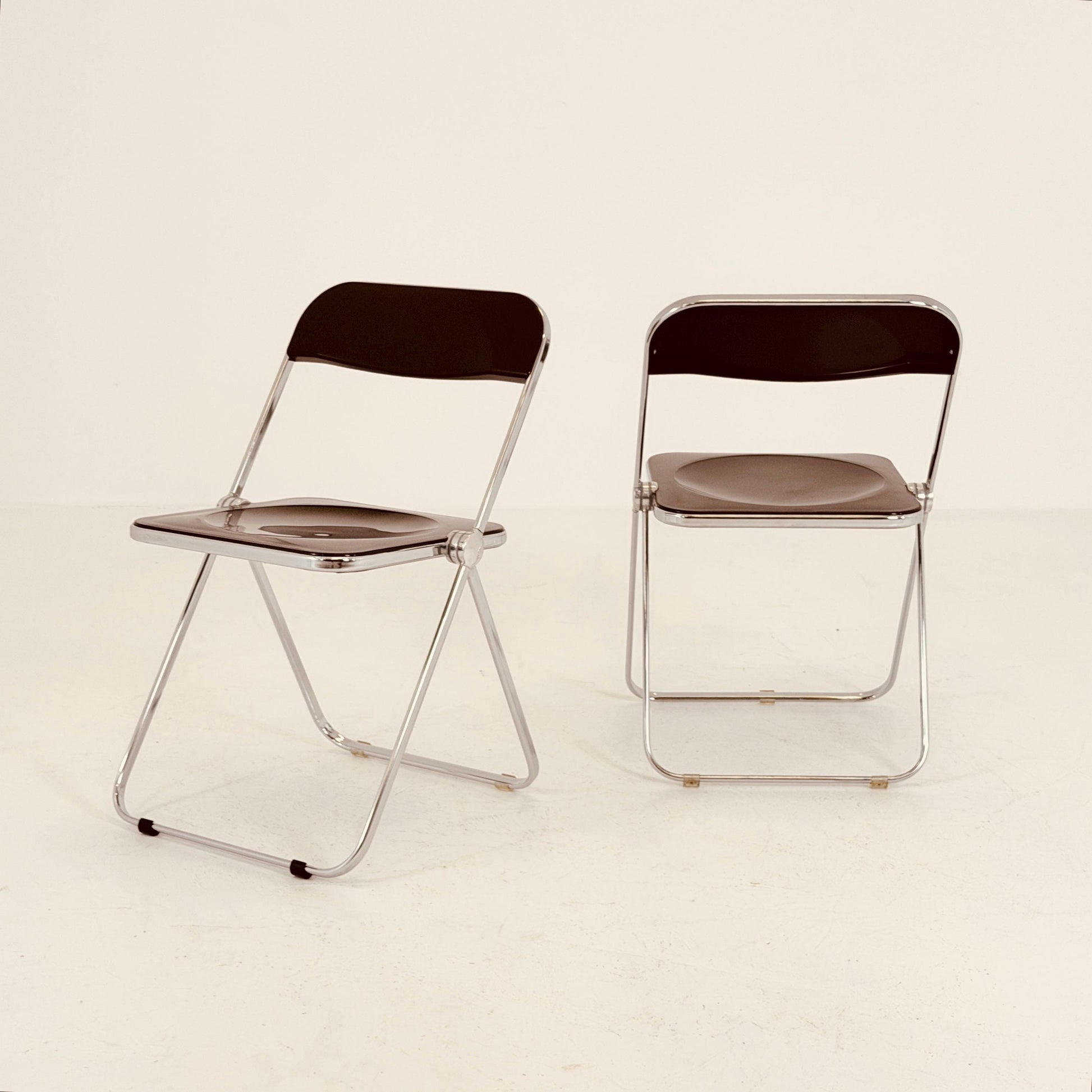 Set of 2 vintage Italian Plia Folding Chairs by Giancarlo Piretti for Castelli, 1970s