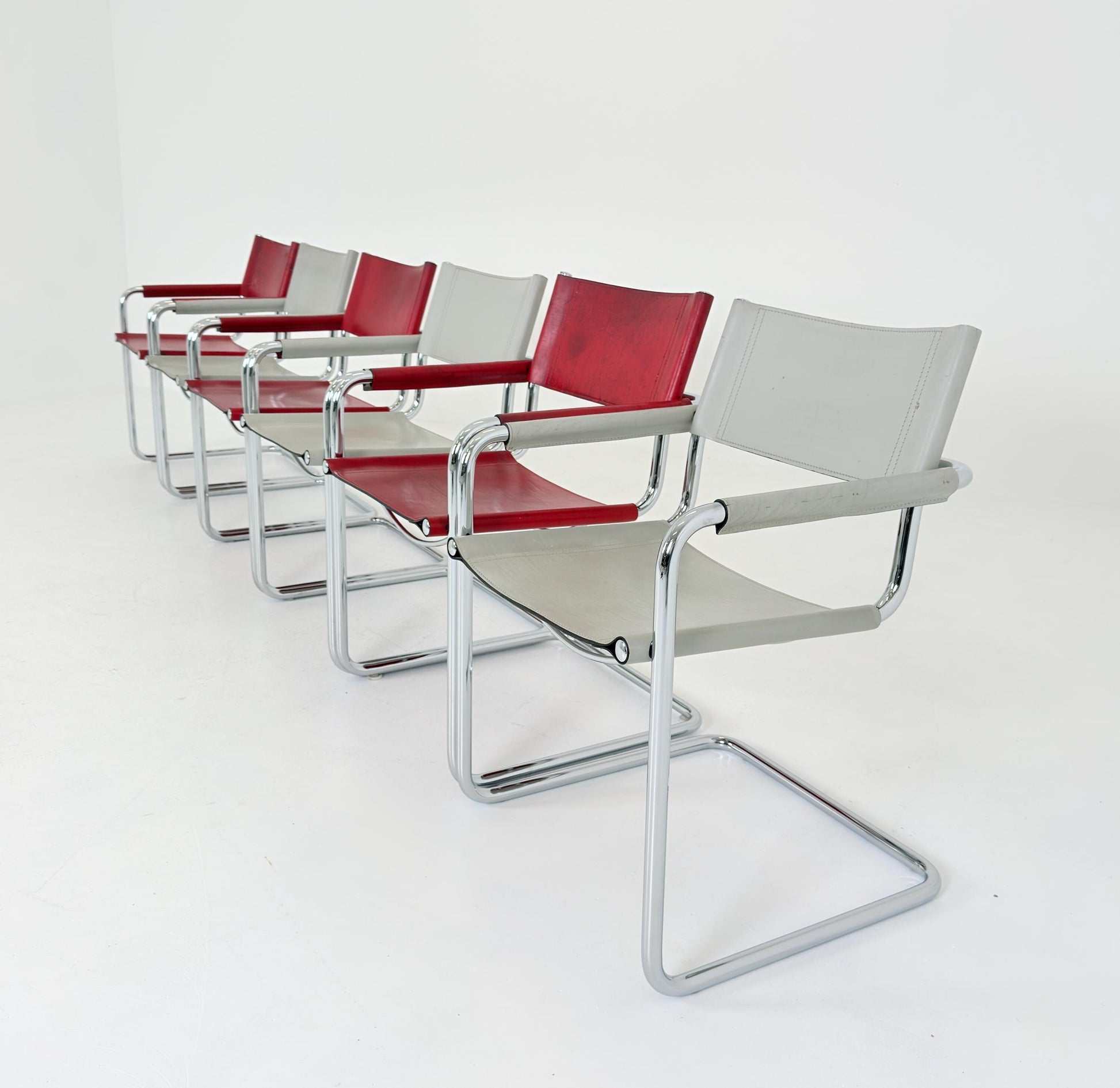 Set of 6 Mid century Bauhaus Matteo Grassi MG5 Cantilever Armchairs by Mart Stam, Italy, 1980s – Model B34