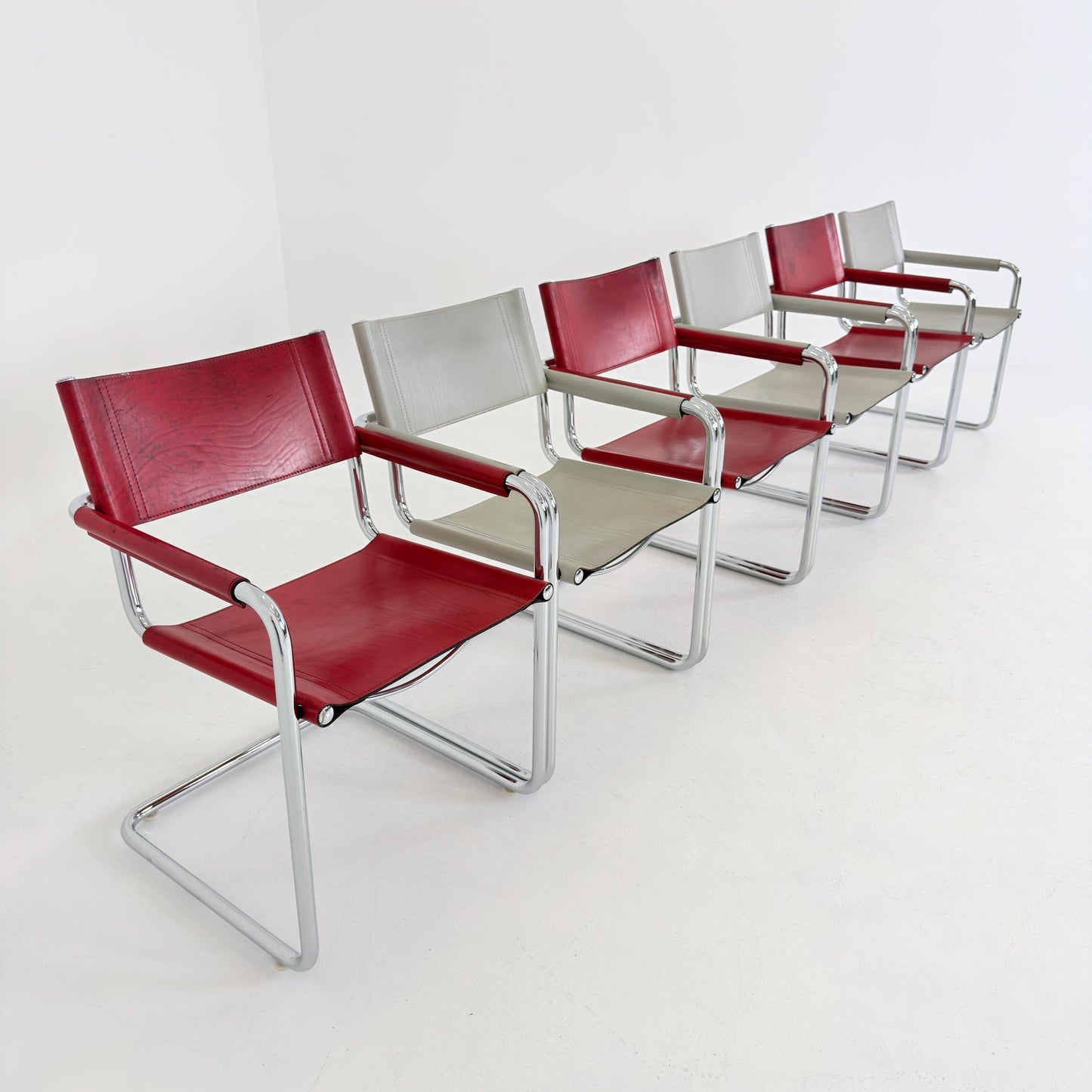 Set of 6 Mid century Bauhaus Matteo Grassi MG5 Cantilever Armchairs by Mart Stam, Italy, 1980s – Model B34