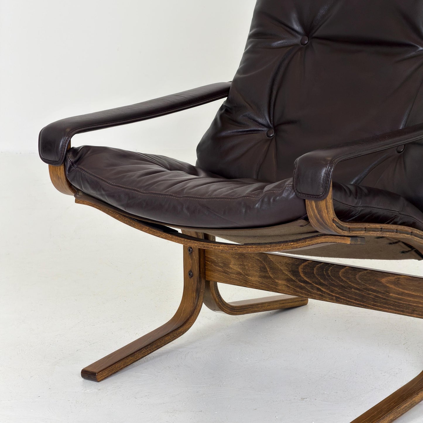 Mid century Ingmar Relling Danish Modern Siesta brown leather Chair with High Back and Armrests from Westnofa Norway 1960s