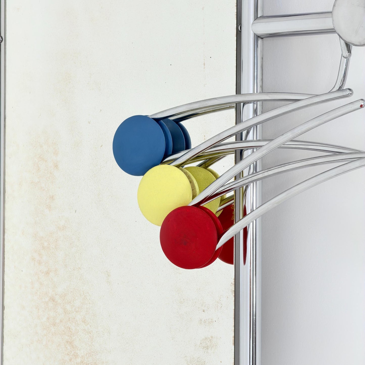 Mid-Century Bauhaus Art Deco Aluminum Hall Tree Vintage Coat Rack, Umbrella Stand & Mirror 1930s France