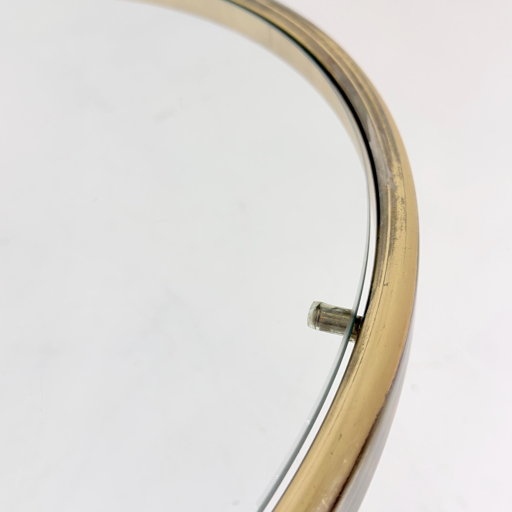Mid-Century Bauhaus Brass & Glass 3-Tier Swivel Coffee Table | Milo Baughman Style | 1980s Italy