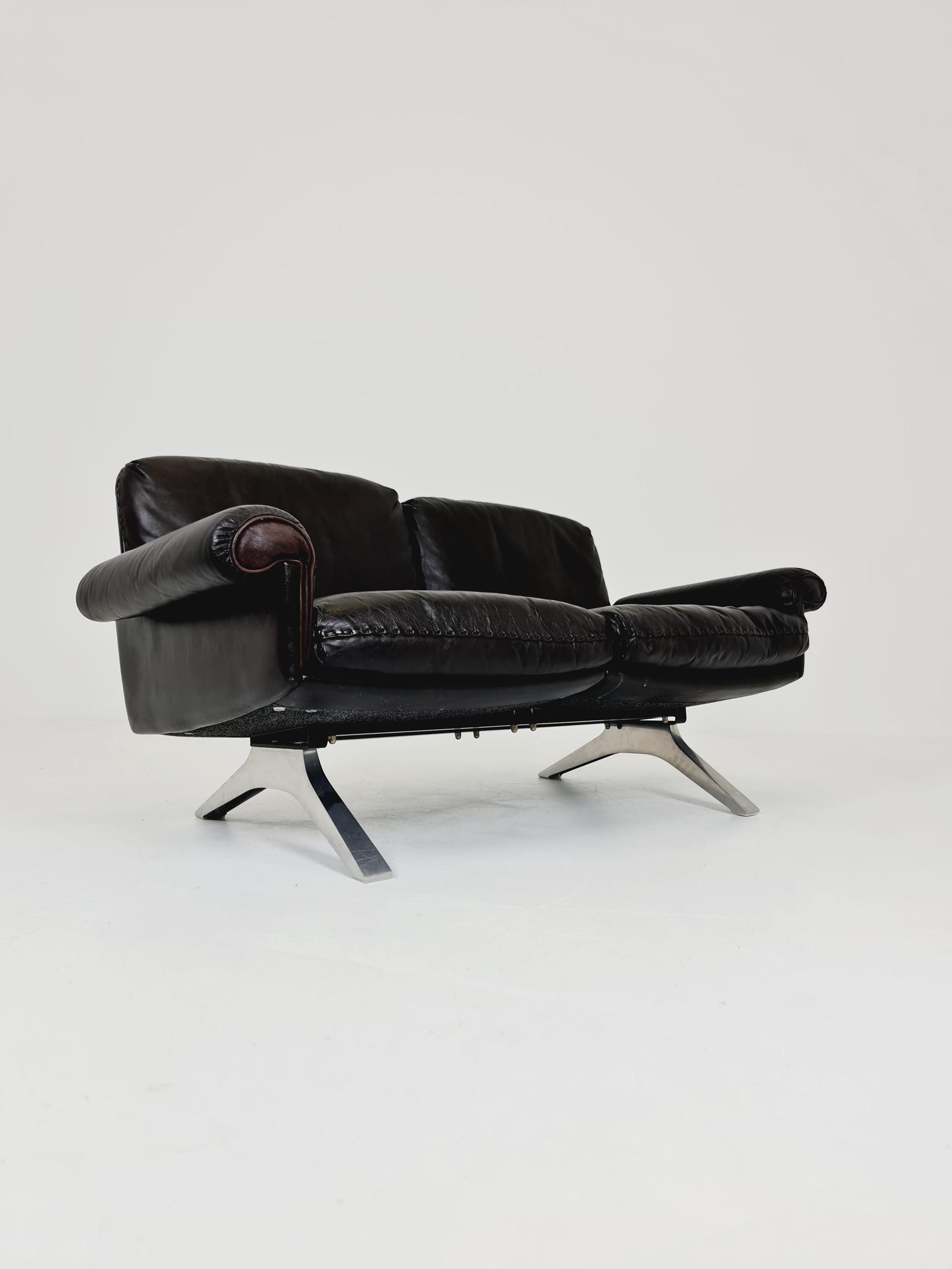Vintage Swiss leather Lounge Sofa 2 seater by De Sede Ds 31 Switzerland, 1970s