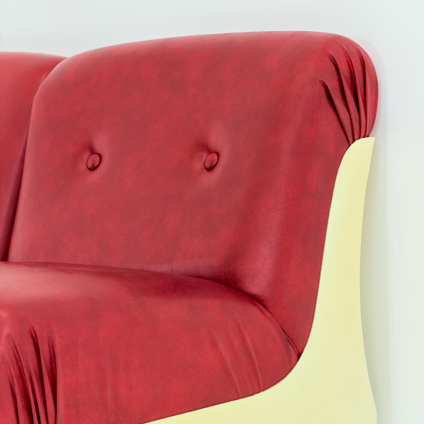 1 of 4 Mid-Century Space Age Lounge Chairs Red Leather & Fiberglass Shell, Modular 1970s Design, Germany