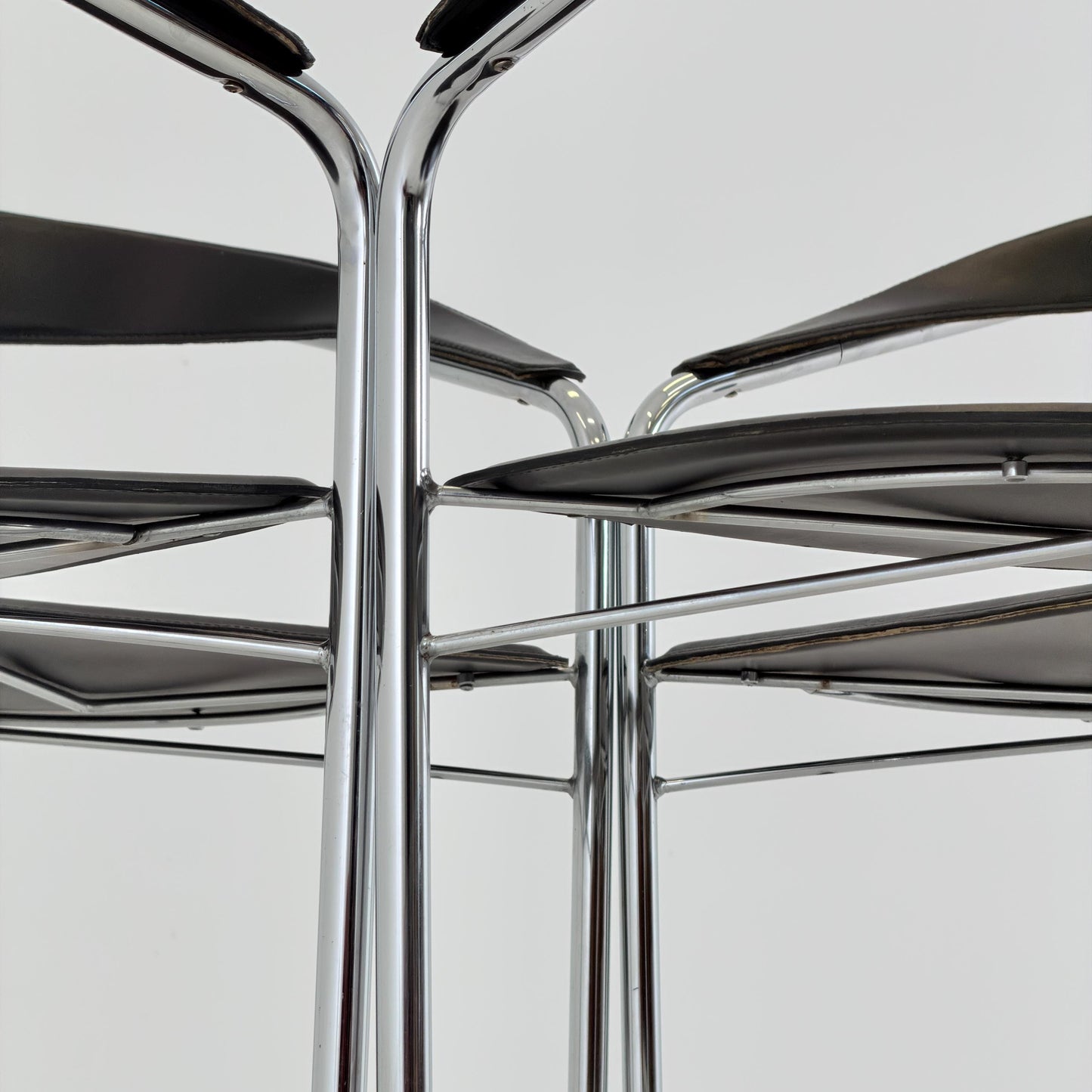 Set of 4 Mid century Bauhaus Canasta Cantilever Chairs by Arrben, Italy 1980s,