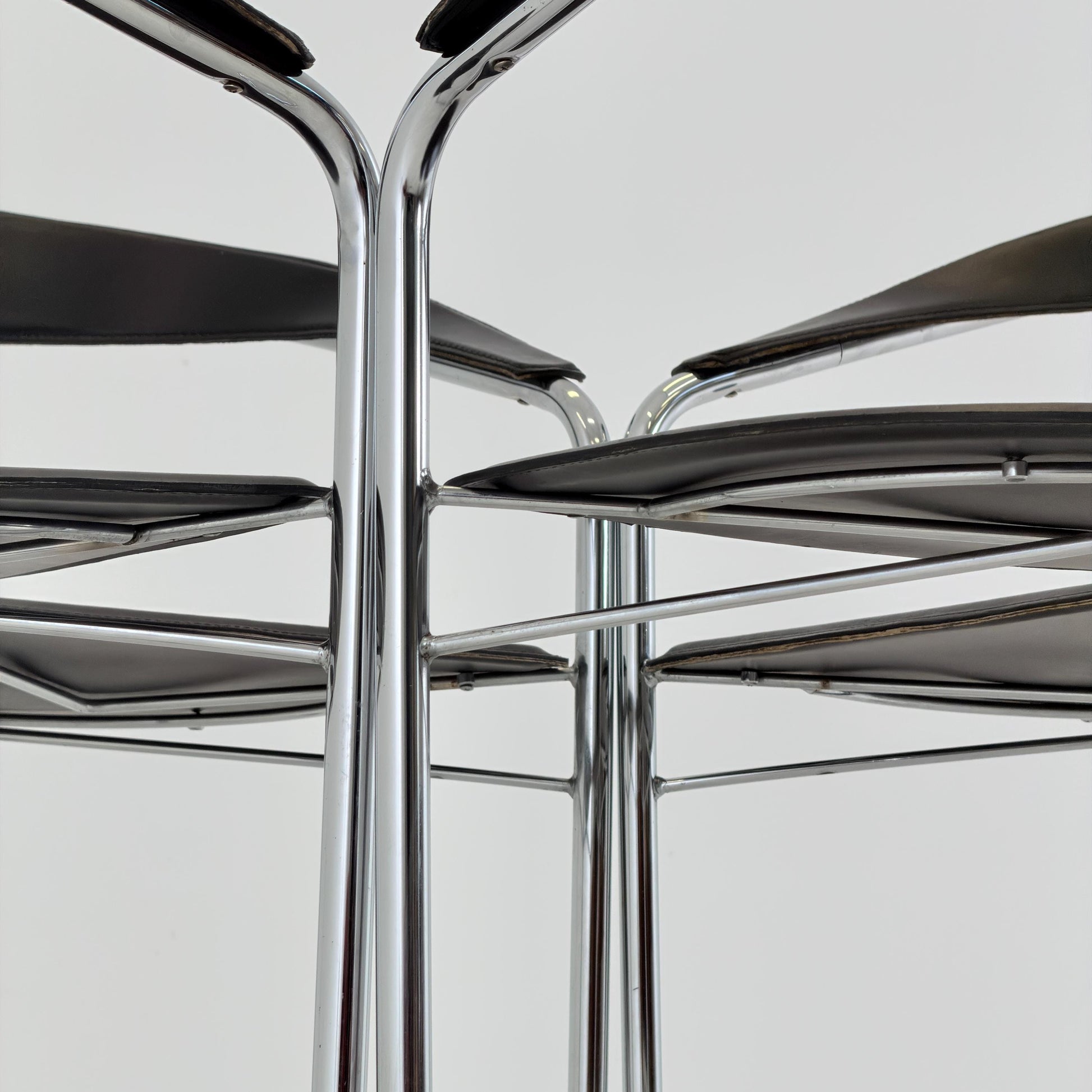 Set of 4 Mid century Bauhaus Canasta Cantilever Chairs by Arrben, Italy 1980s,