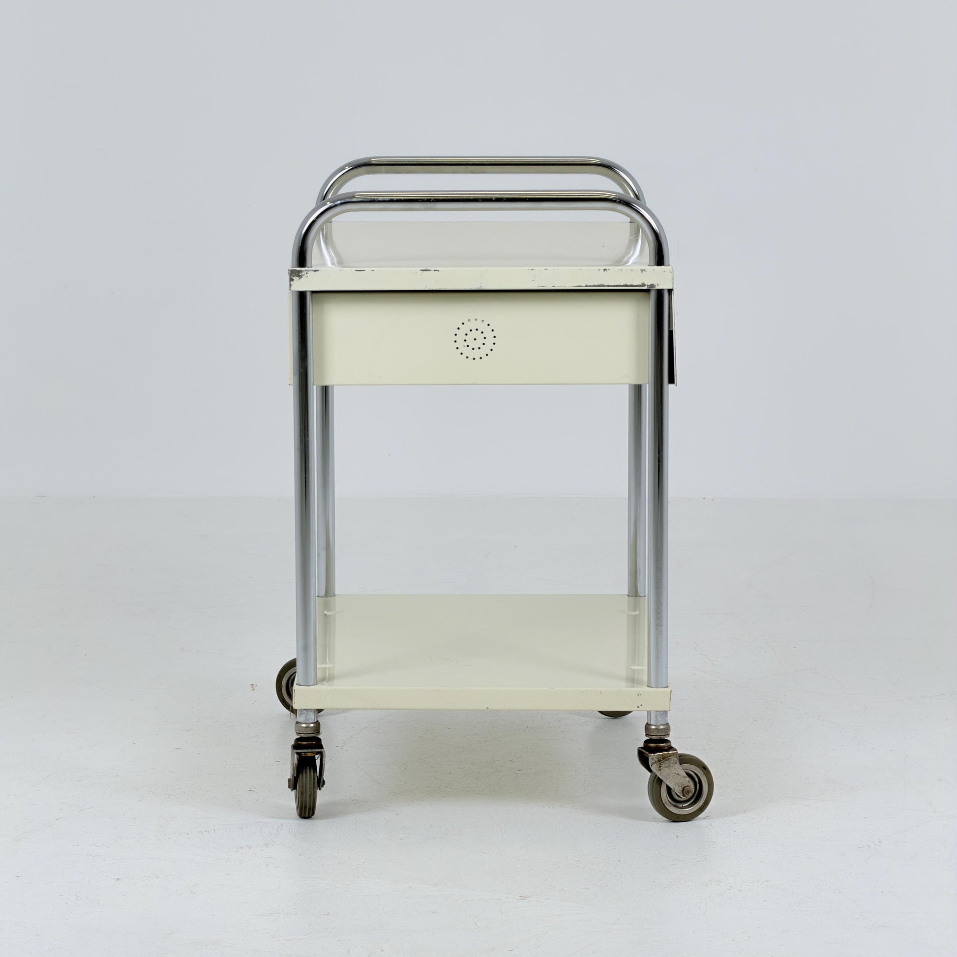 Mid-Century Mauser White Metal Trolley Cart, Germany 1970s – Bauhaus Industrial Design