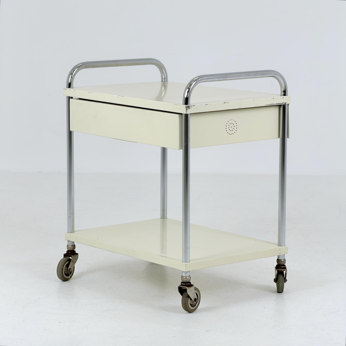 Mid-Century Mauser White Metal Trolley Cart, Germany 1970s – Bauhaus Industrial Design