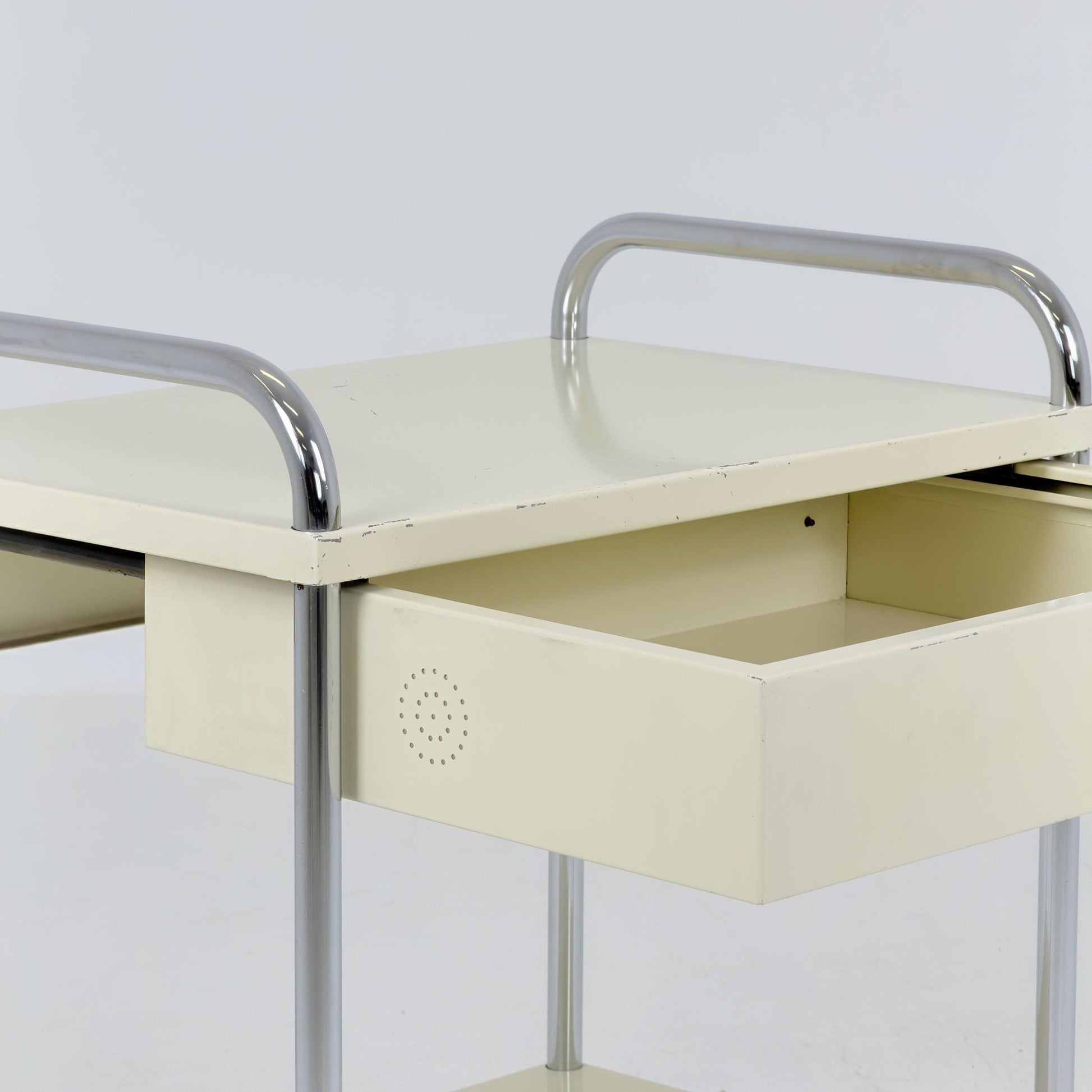 Mid-Century Mauser White Metal Trolley Cart, Germany 1970s – Bauhaus Industrial Design