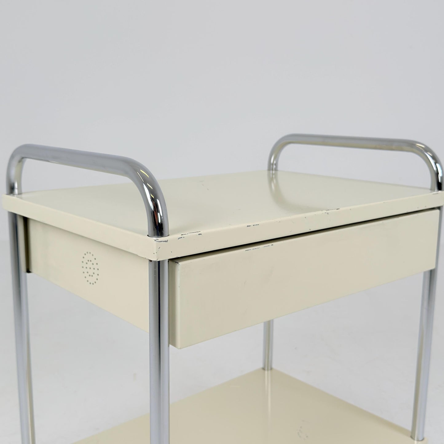 Mid-Century Mauser White Metal Trolley Cart, Germany 1970s – Bauhaus Industrial Design