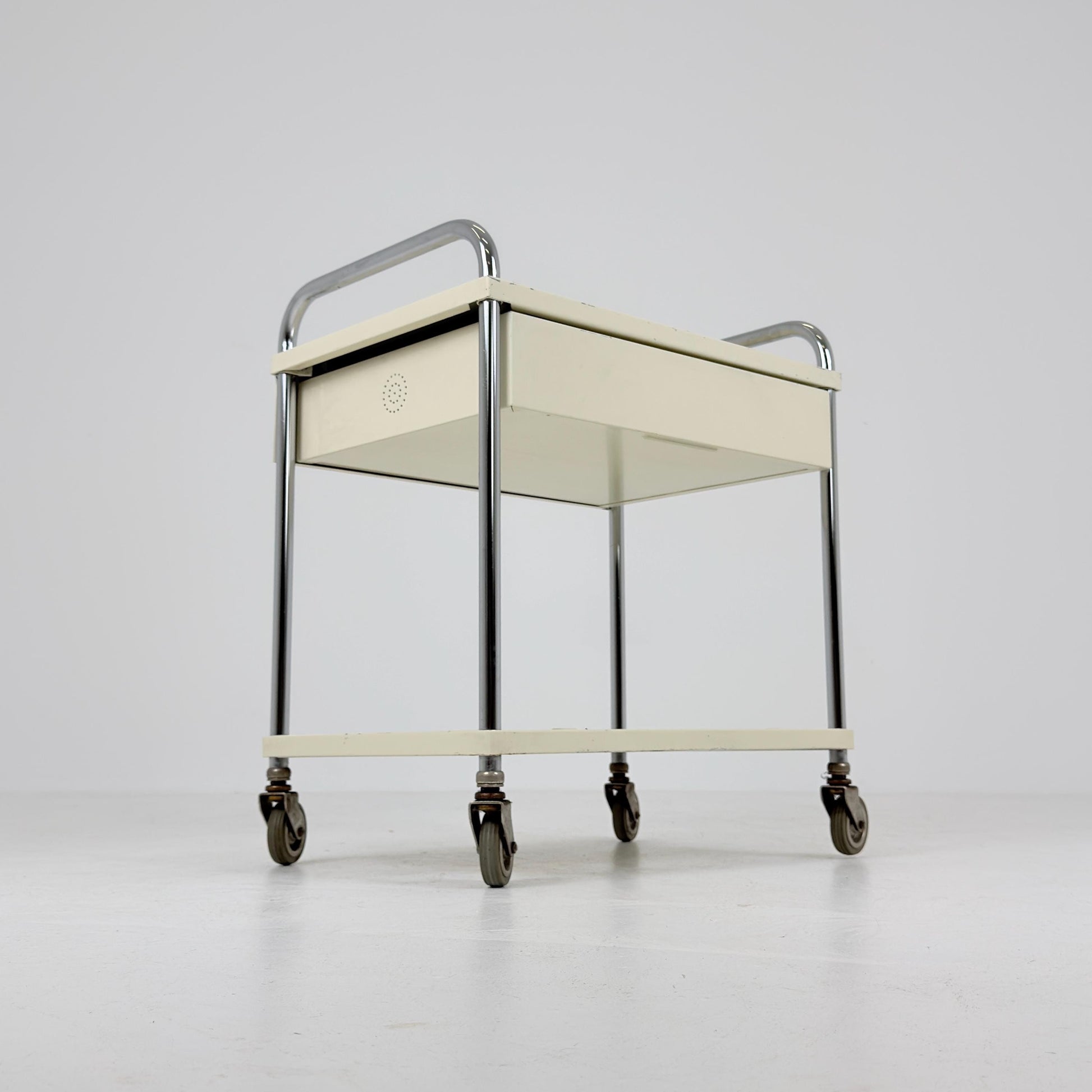 Mid-Century Mauser White Metal Trolley Cart, Germany 1970s – Bauhaus Industrial Design