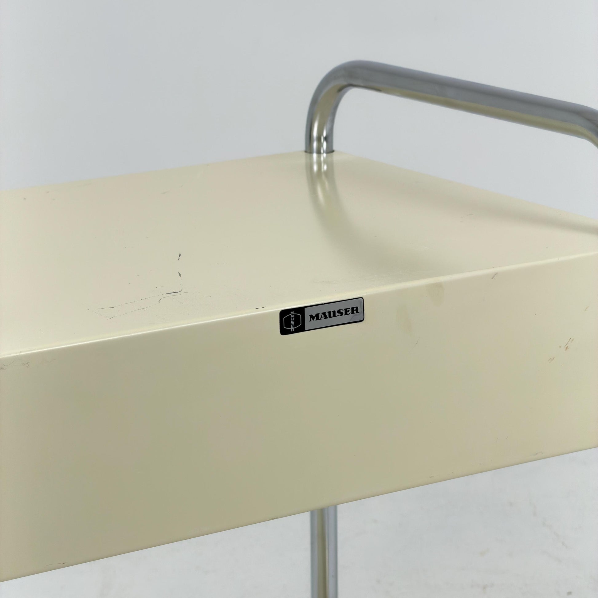 Mid-Century Mauser White Metal Trolley Cart, Germany 1970s – Bauhaus Industrial Design