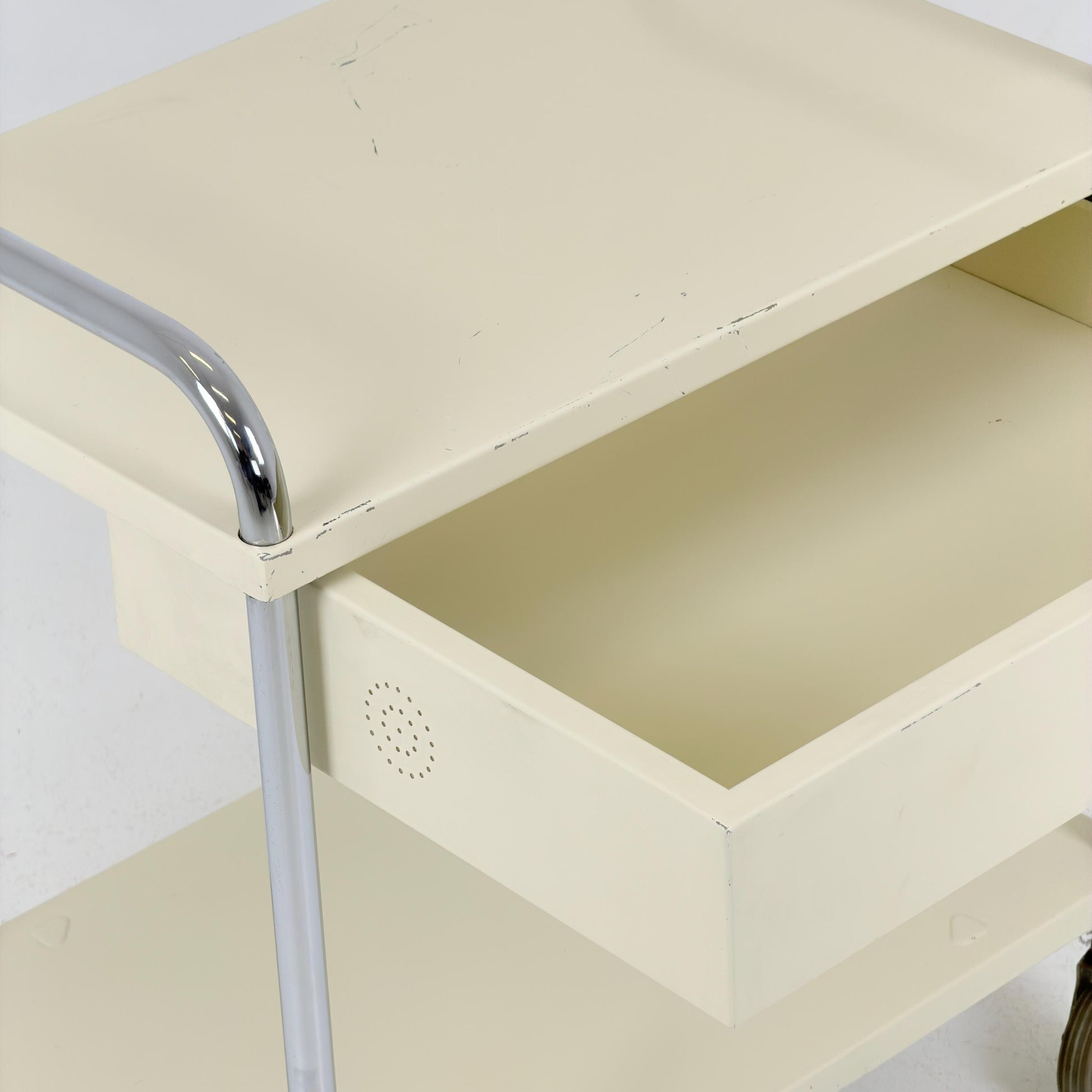 Mid-Century Mauser White Metal Trolley Cart, Germany 1970s – Bauhaus Industrial Design