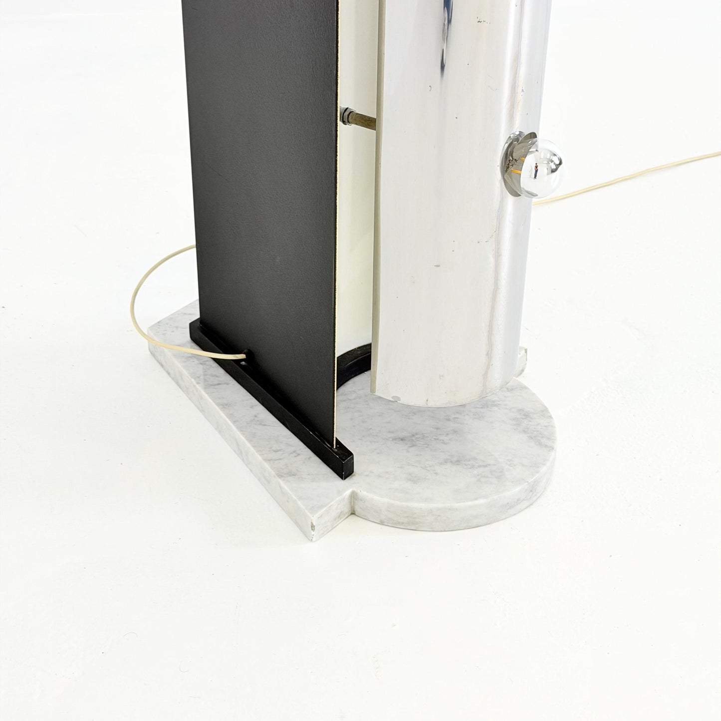 Rare Italian Space Age Floor Lamp, Chrome Sputnik Design, Marble Base, 1980s