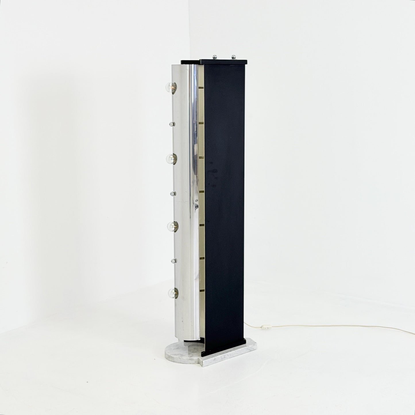 Rare Italian Space Age Floor Lamp, Chrome Sputnik Design, Marble Base, 1980s