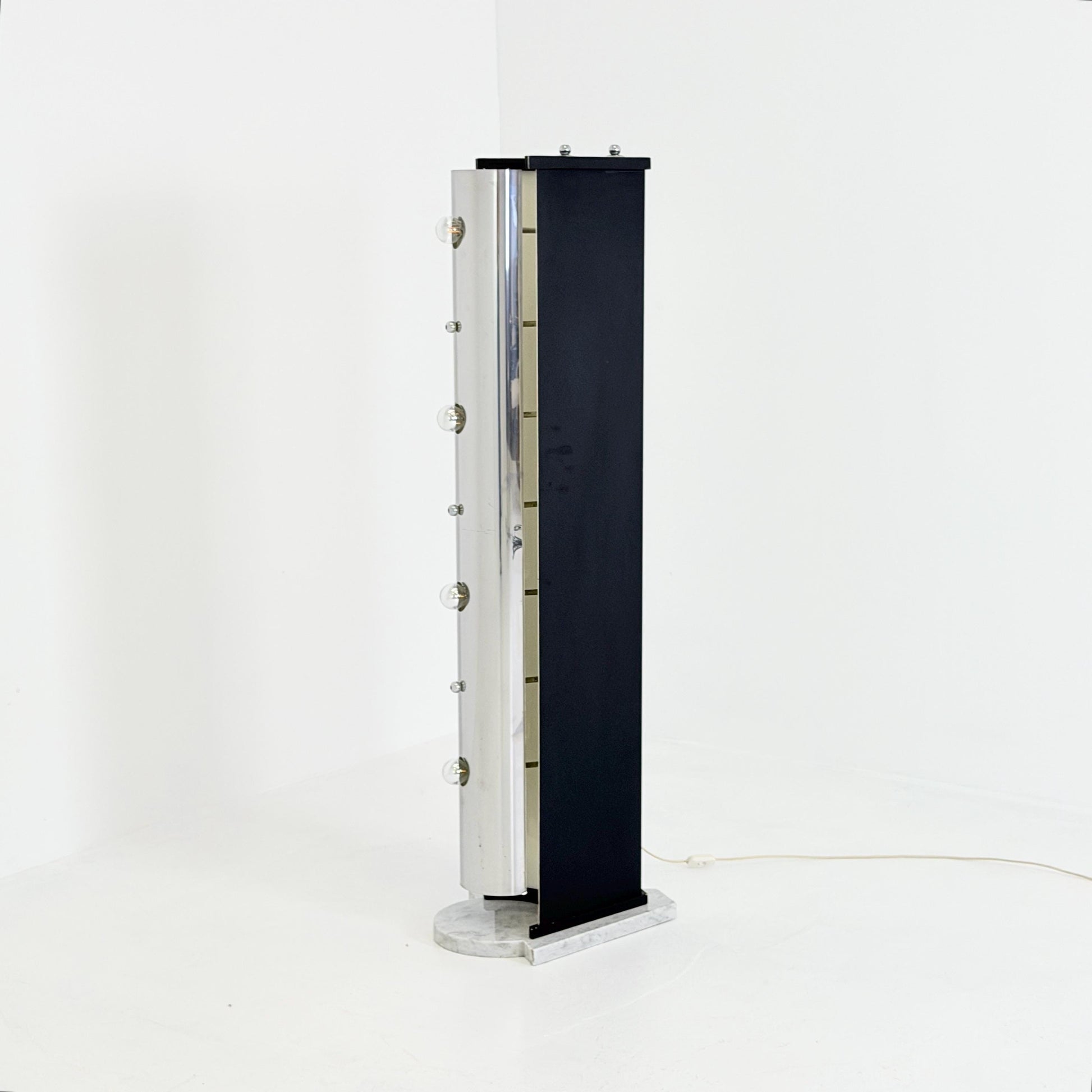 Rare Italian Space Age Floor Lamp, Chrome Sputnik Design, Marble Base, 1980s