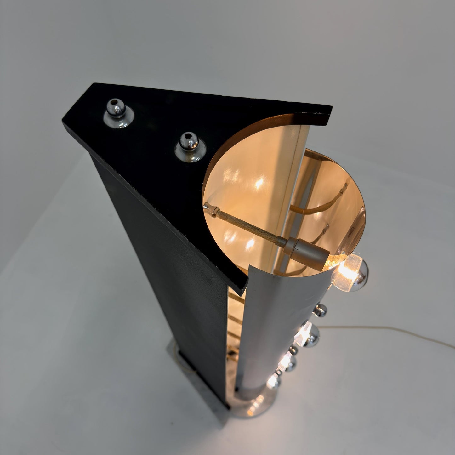 Rare Italian Space Age Floor Lamp, Chrome Sputnik Design, Marble Base, 1980s
