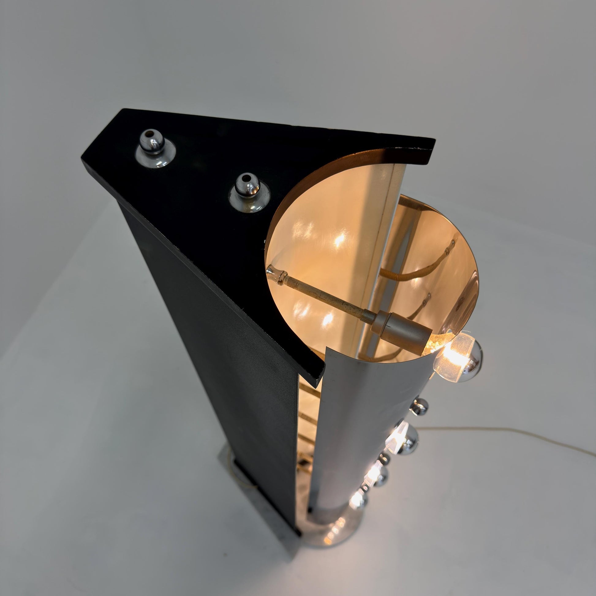 Rare Italian Space Age Floor Lamp, Chrome Sputnik Design, Marble Base, 1980s
