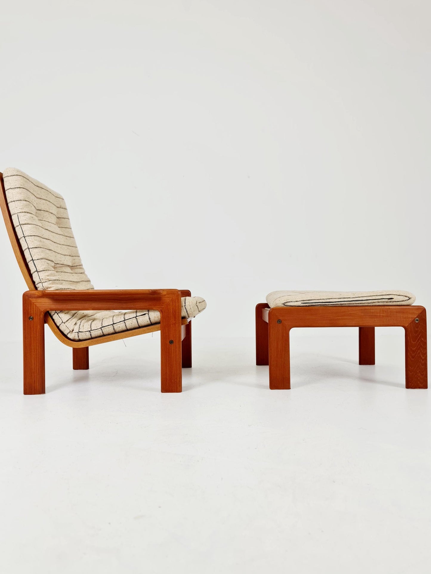Mid century teak easy lounge chair with Ottoman by Arne Wahl Iversen for Komfort , 1960s