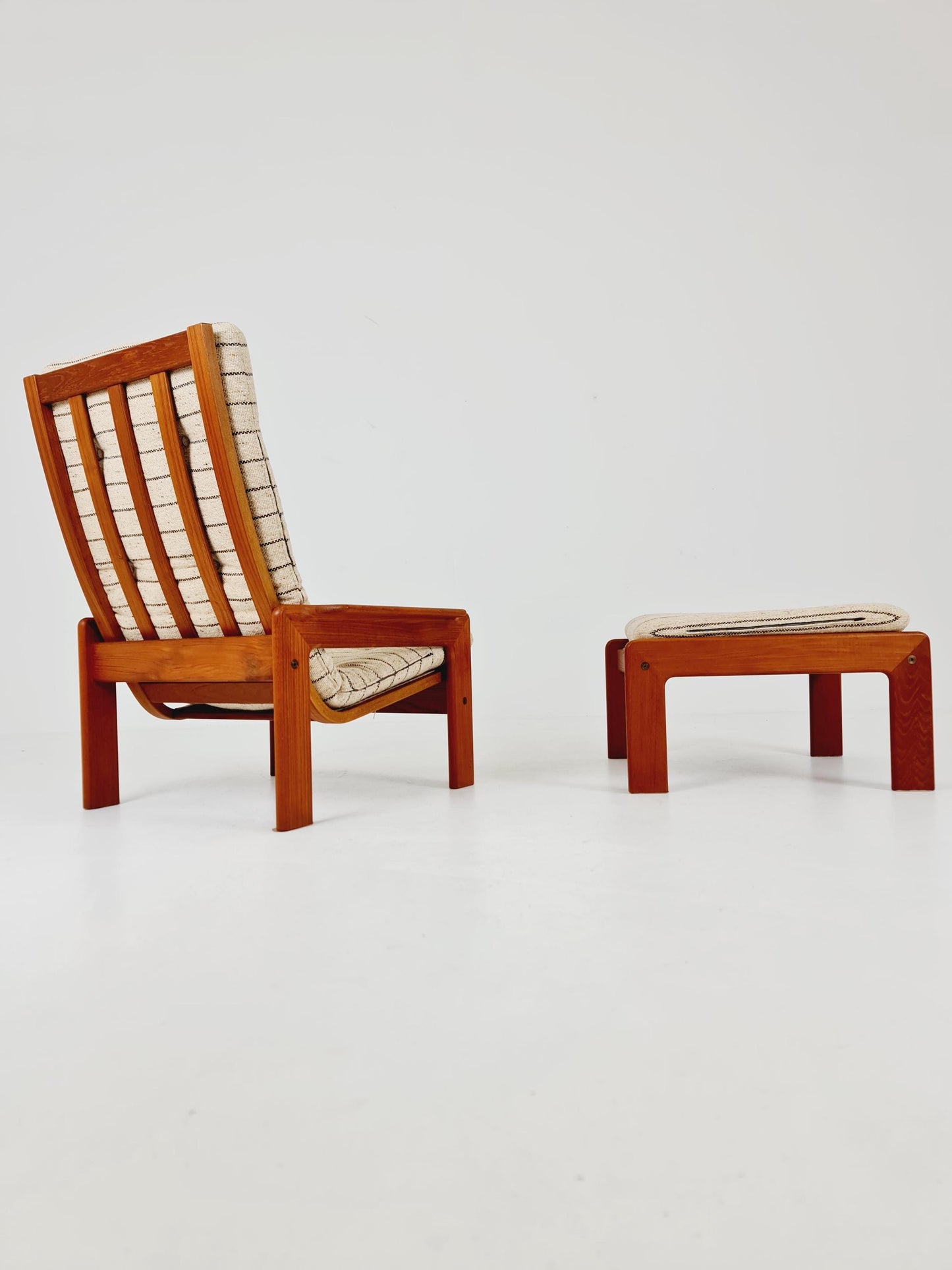 Mid century teak easy lounge chair with Ottoman by Arne Wahl Iversen for Komfort , 1960s